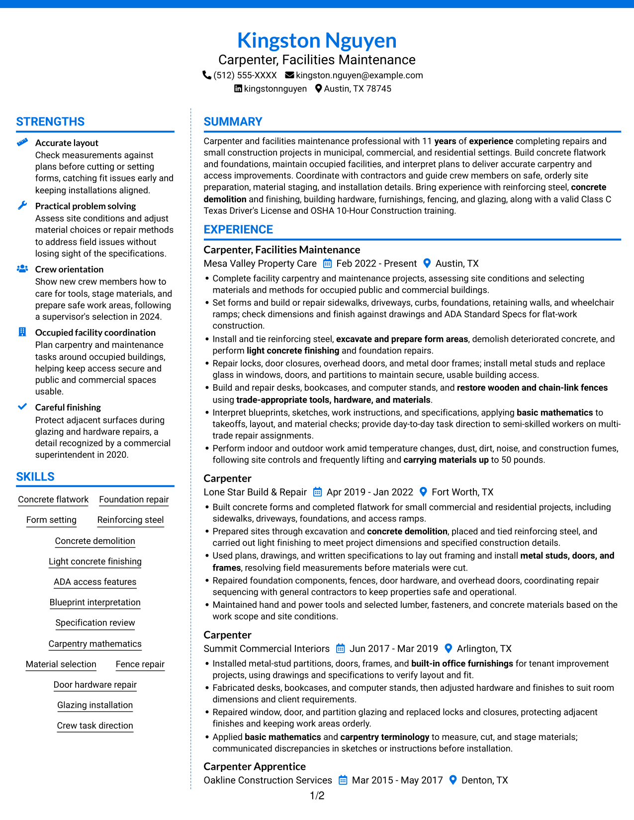 Resume example — page 1