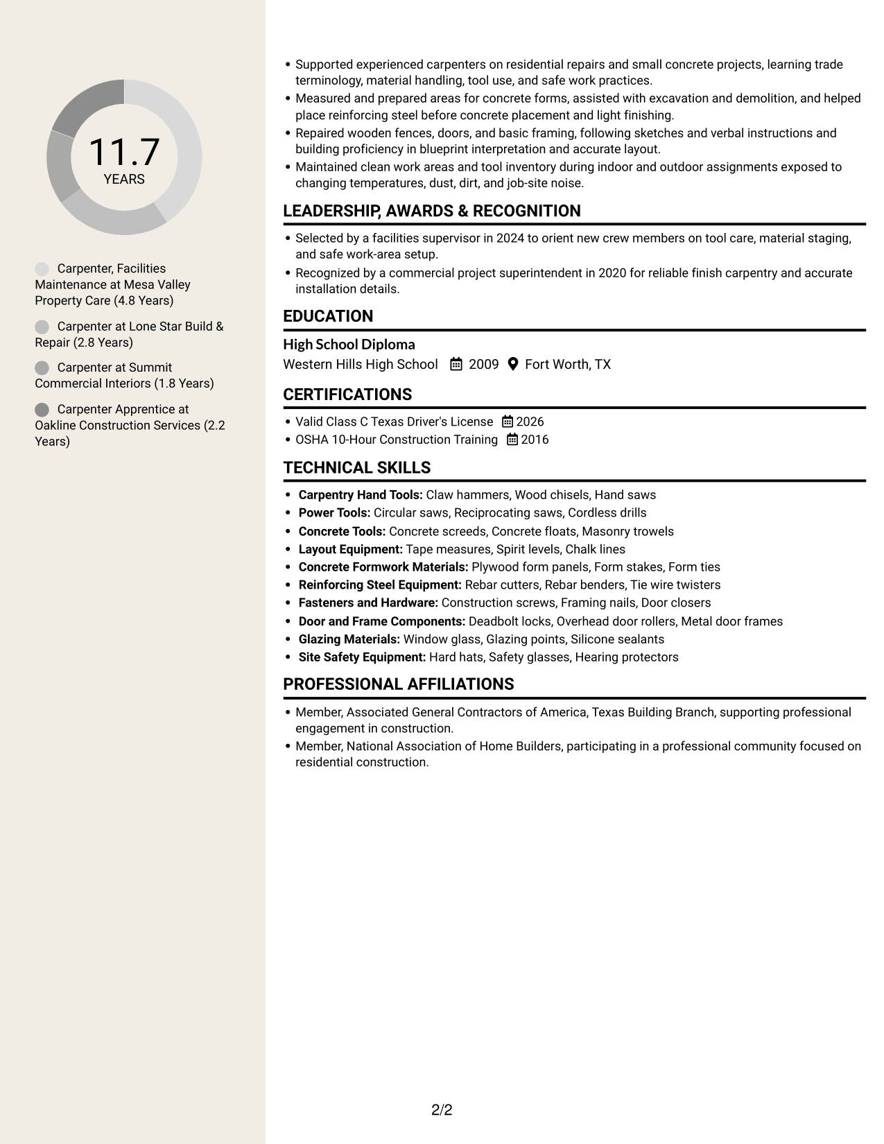 Resume example — page 2