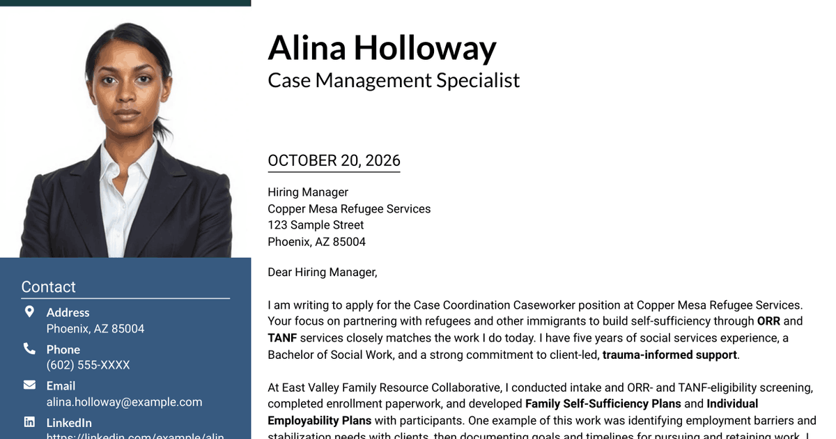 7 Case Coordination Caseworker Cover Letter Templates with Example