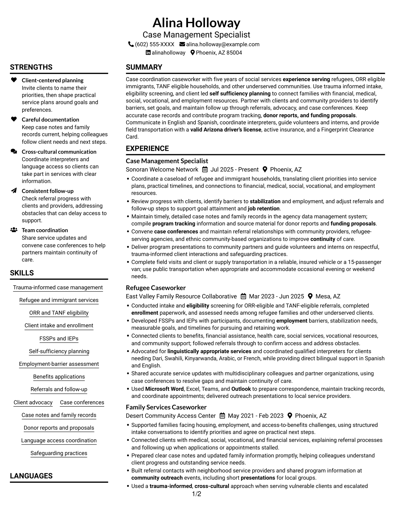 Resume example — page 1
