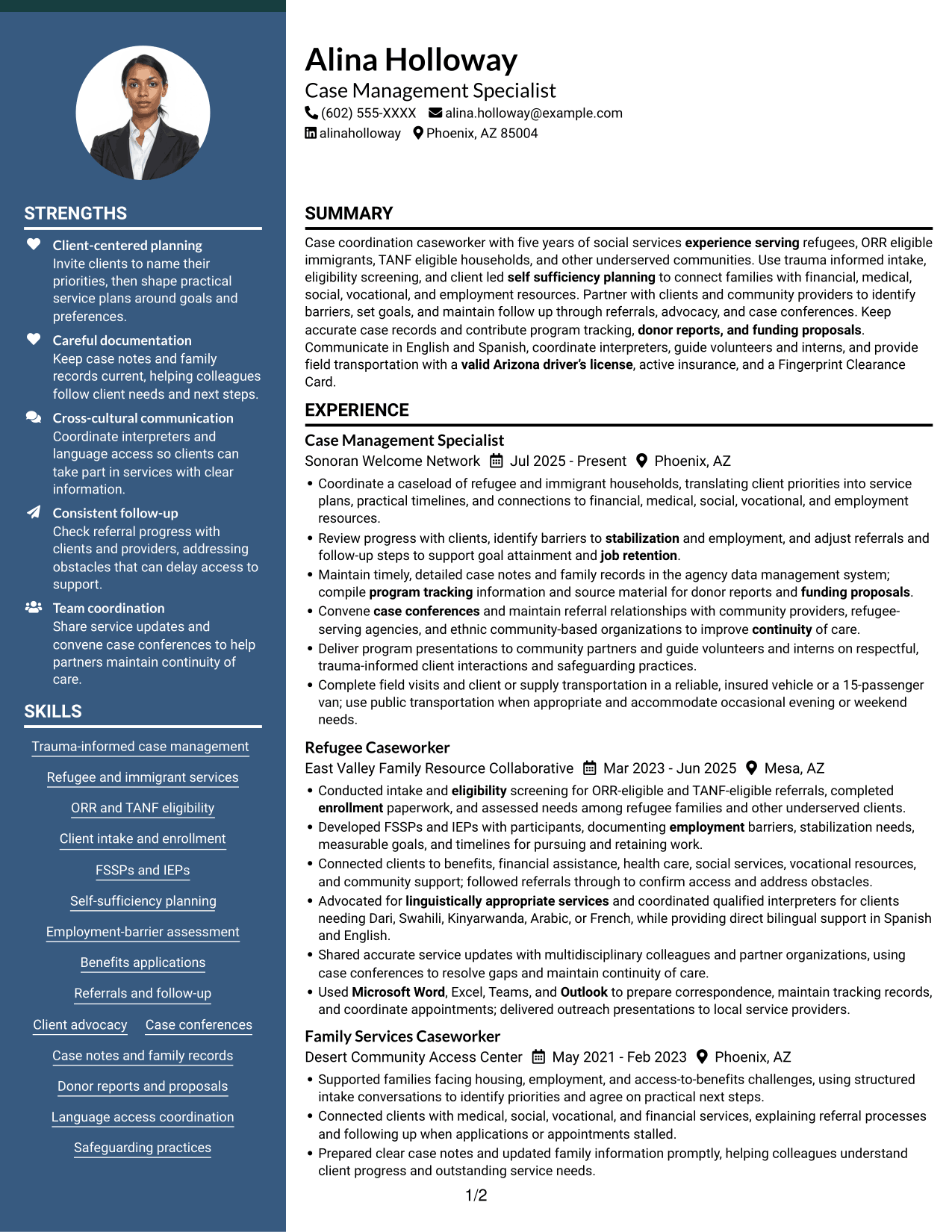 Resume example — page 1