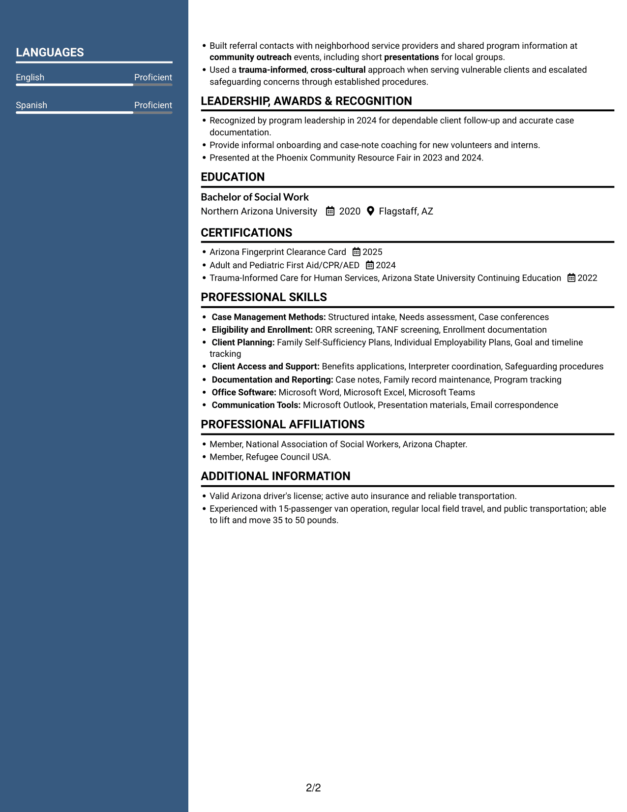 Resume example — page 2