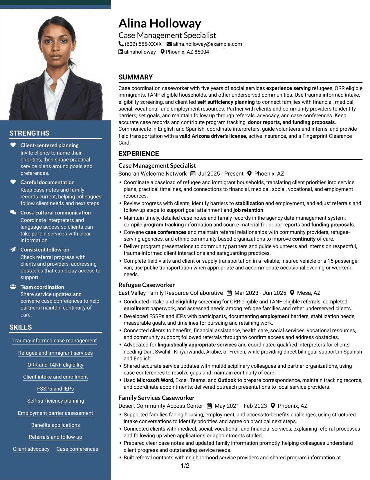 Resume example — page 1