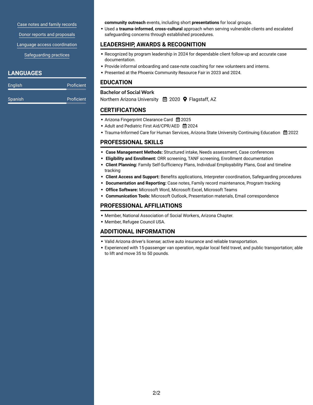Resume example — page 2
