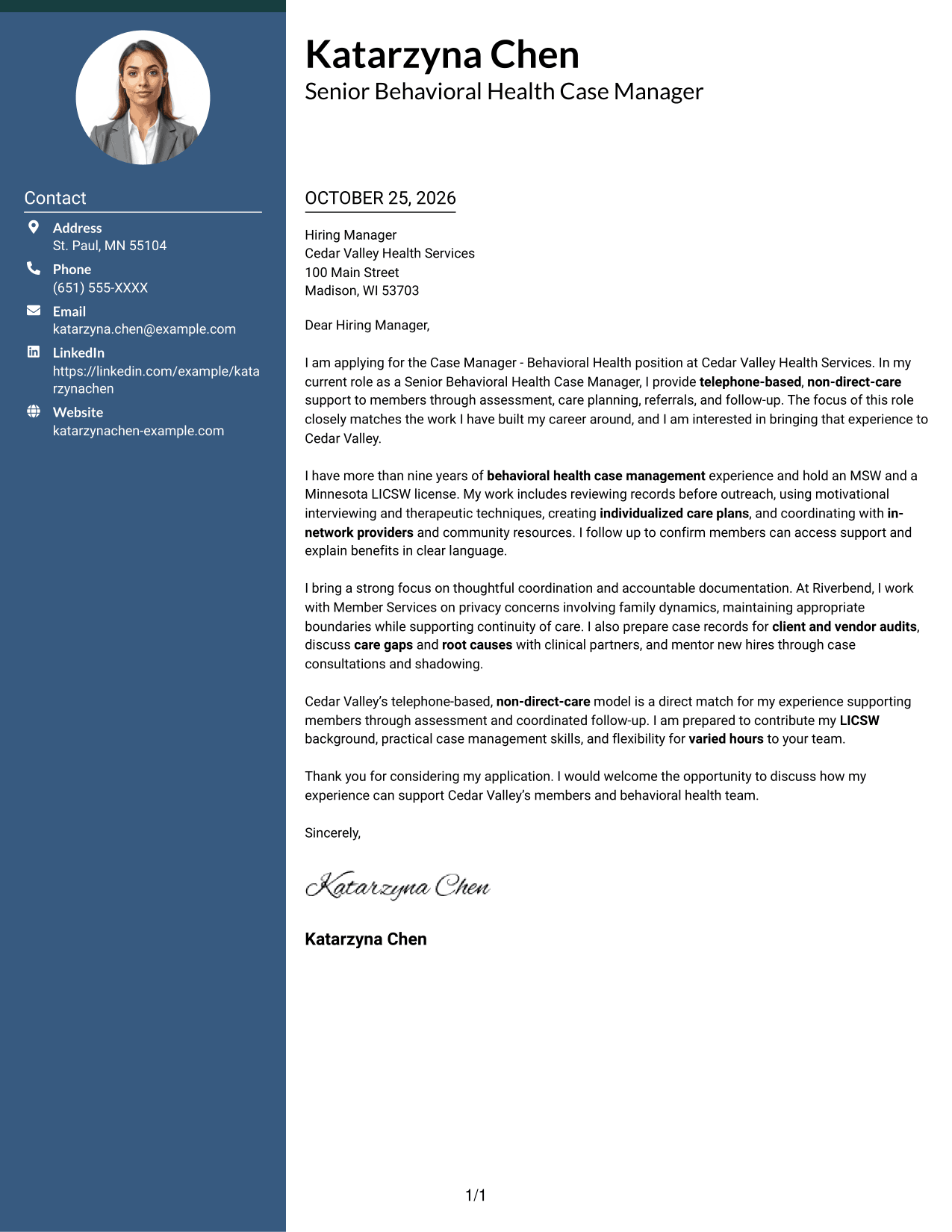 Cover letter example — page 1