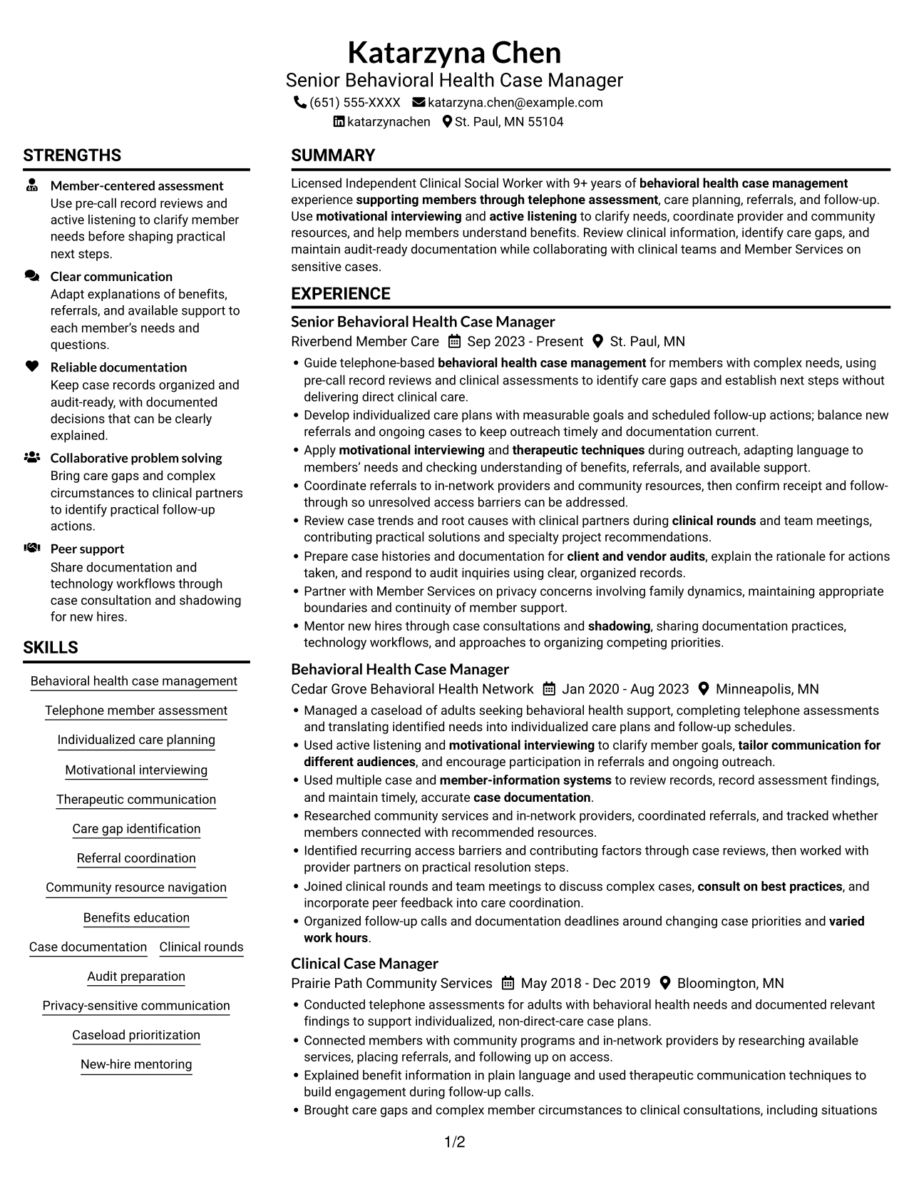 Resume example — page 1
