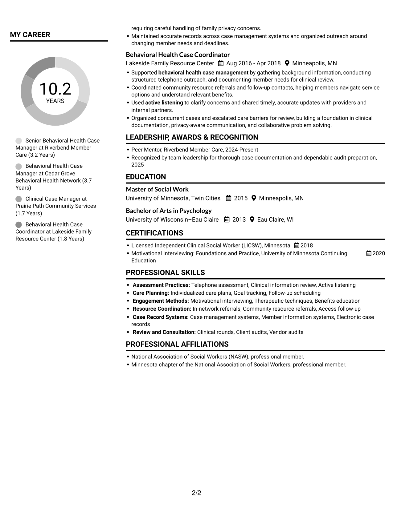 Resume example — page 2
