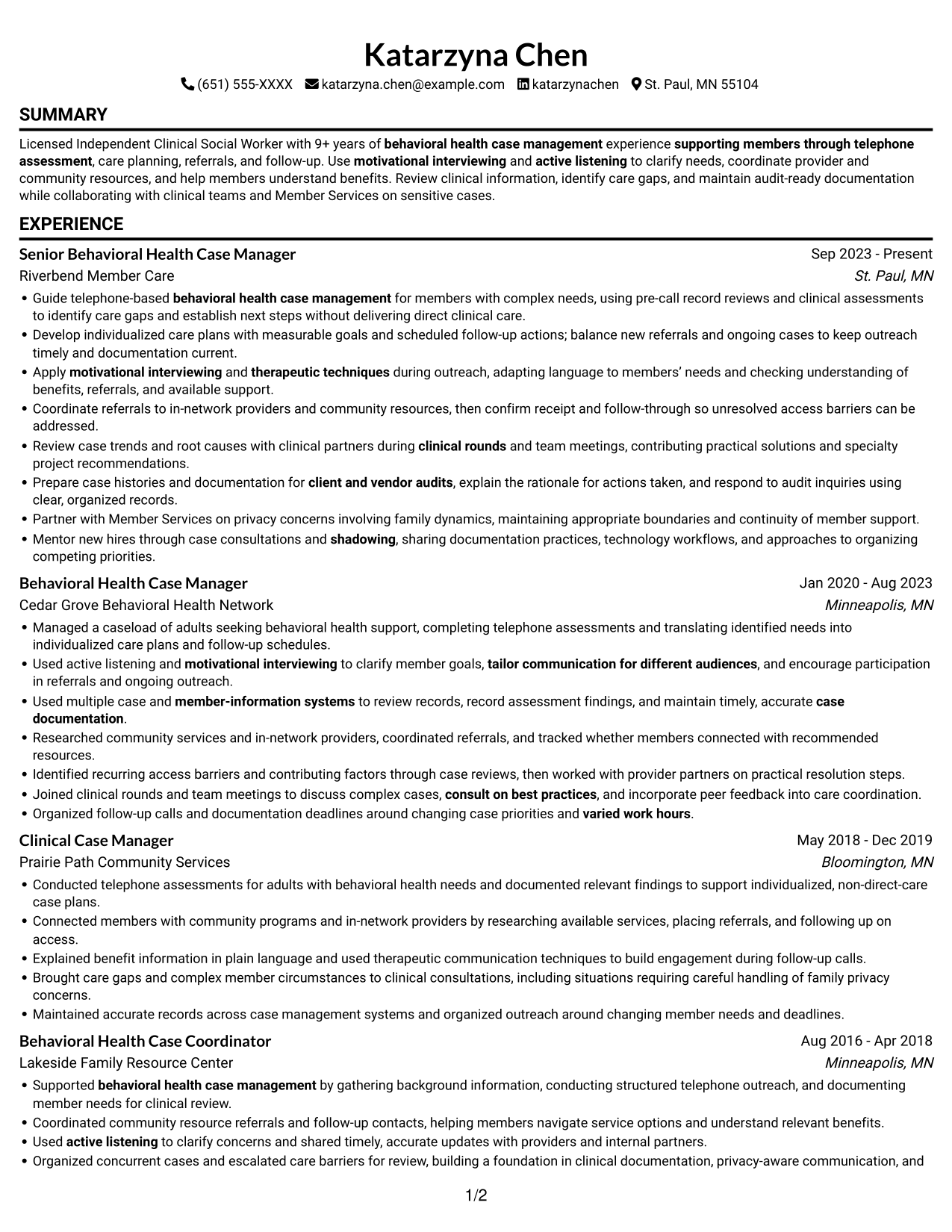 Resume example — page 1