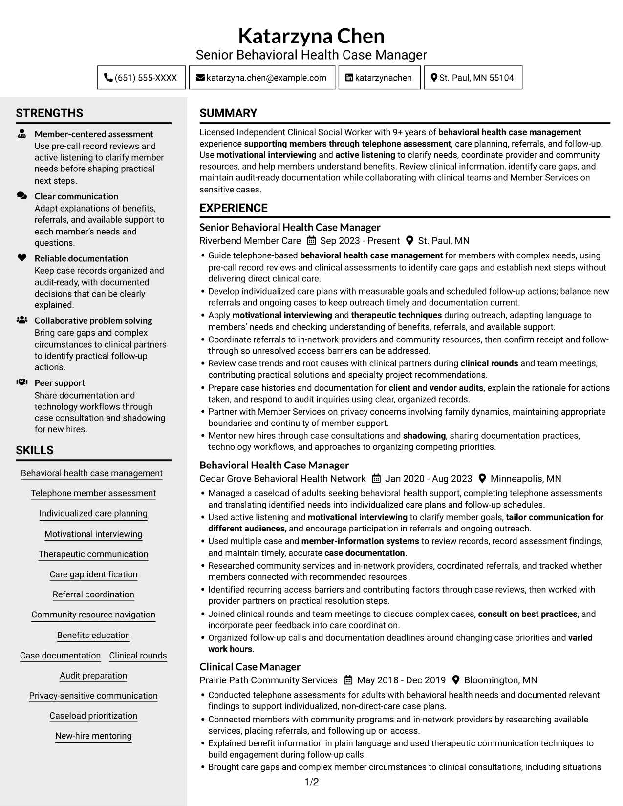 Resume example — page 1
