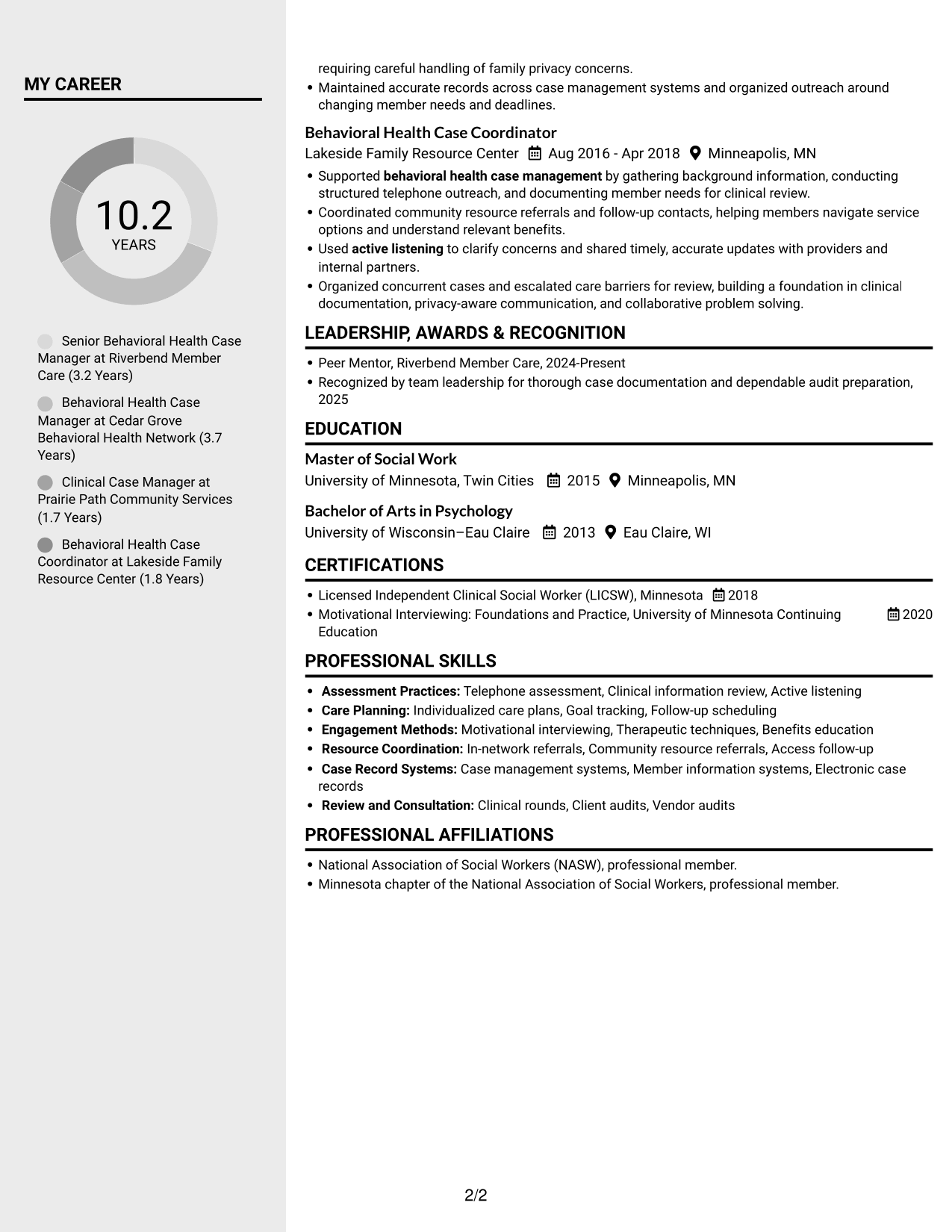 Resume example — page 2