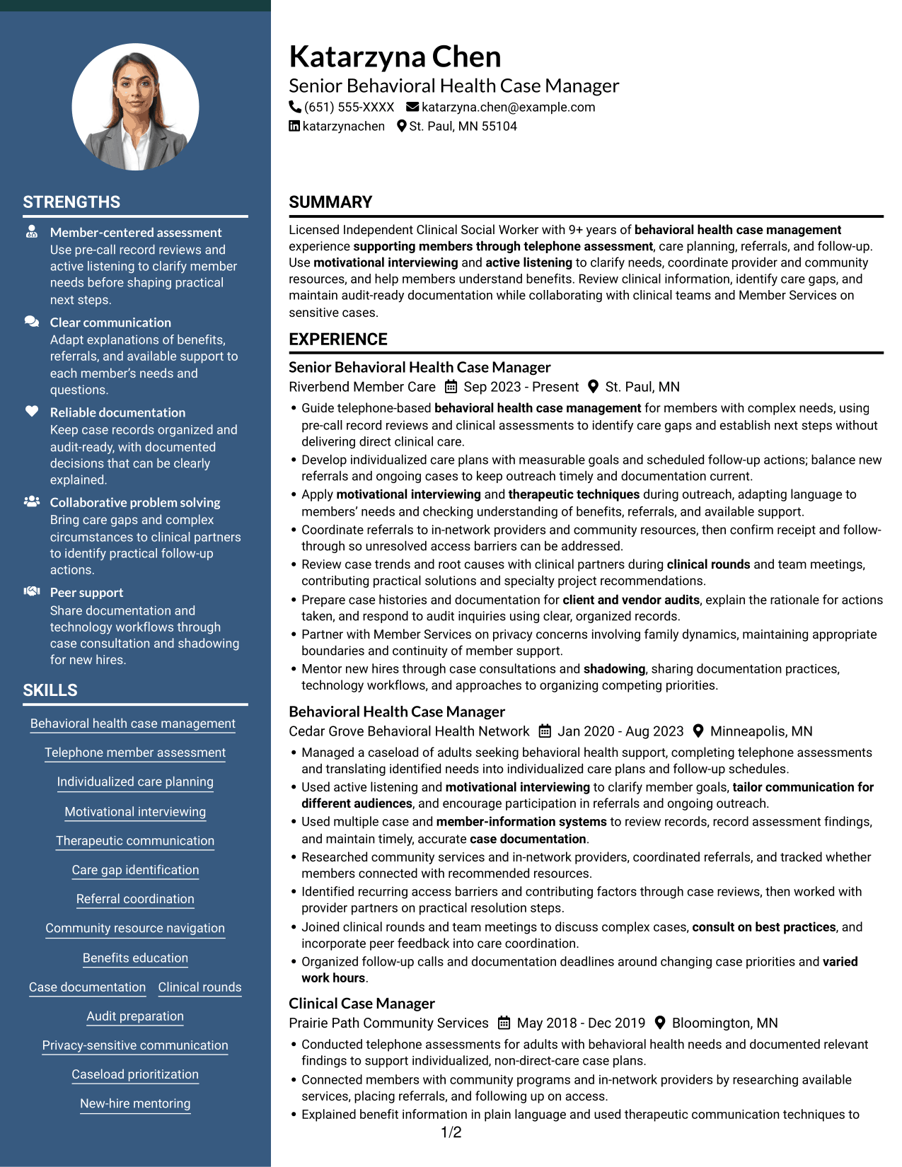 Resume example — page 1