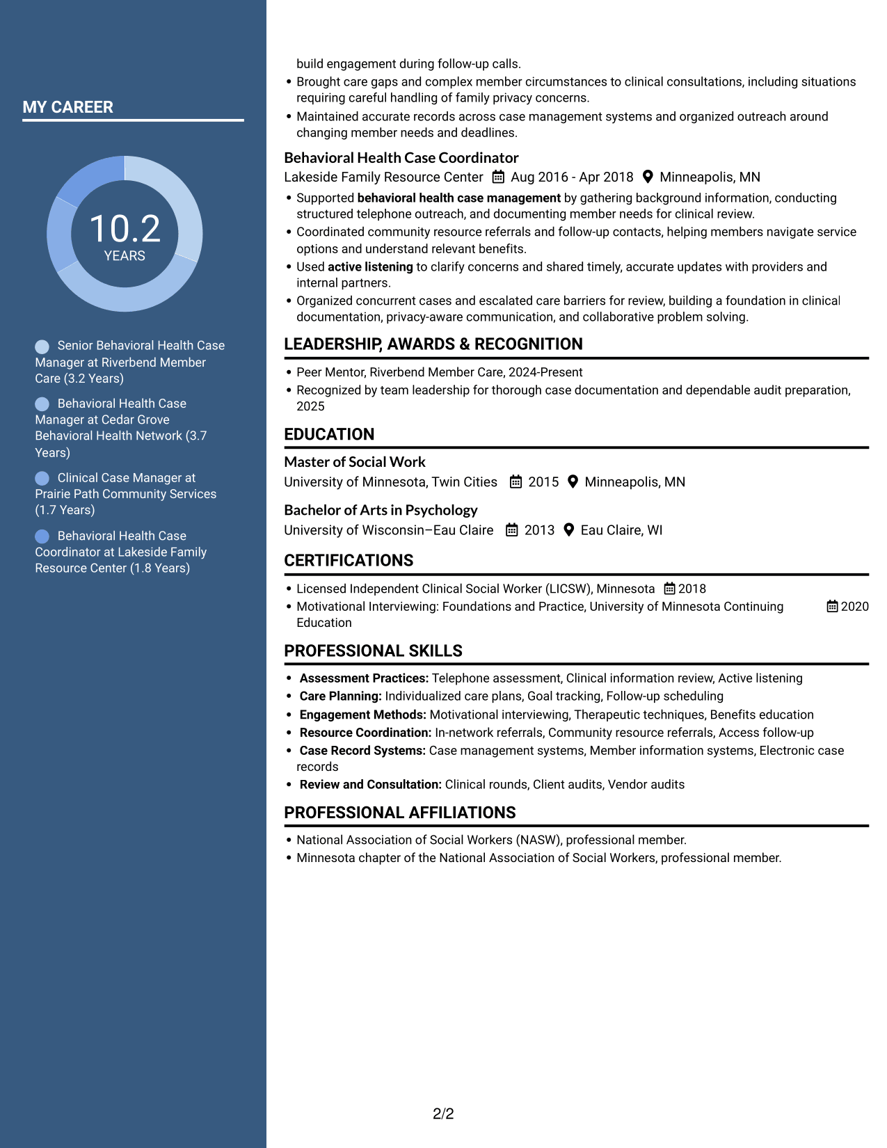 Resume example — page 2