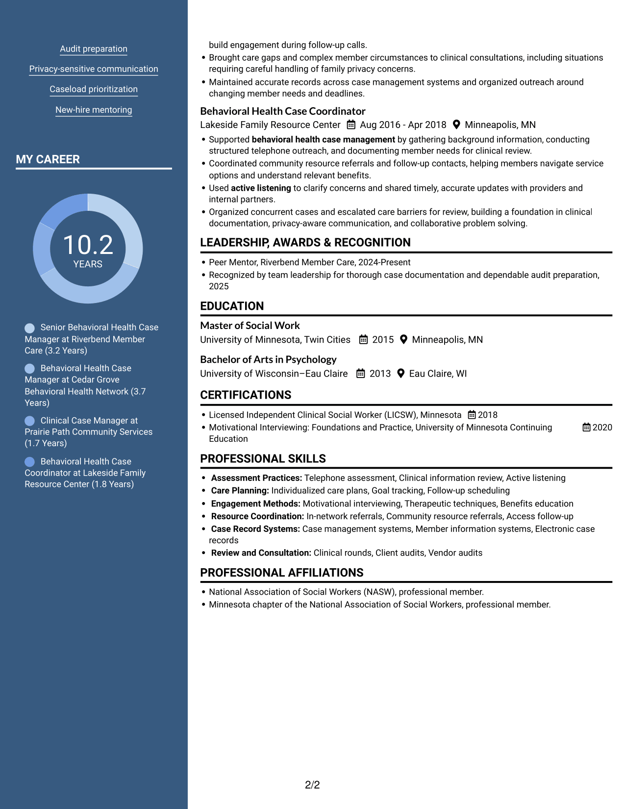 Resume example — page 2