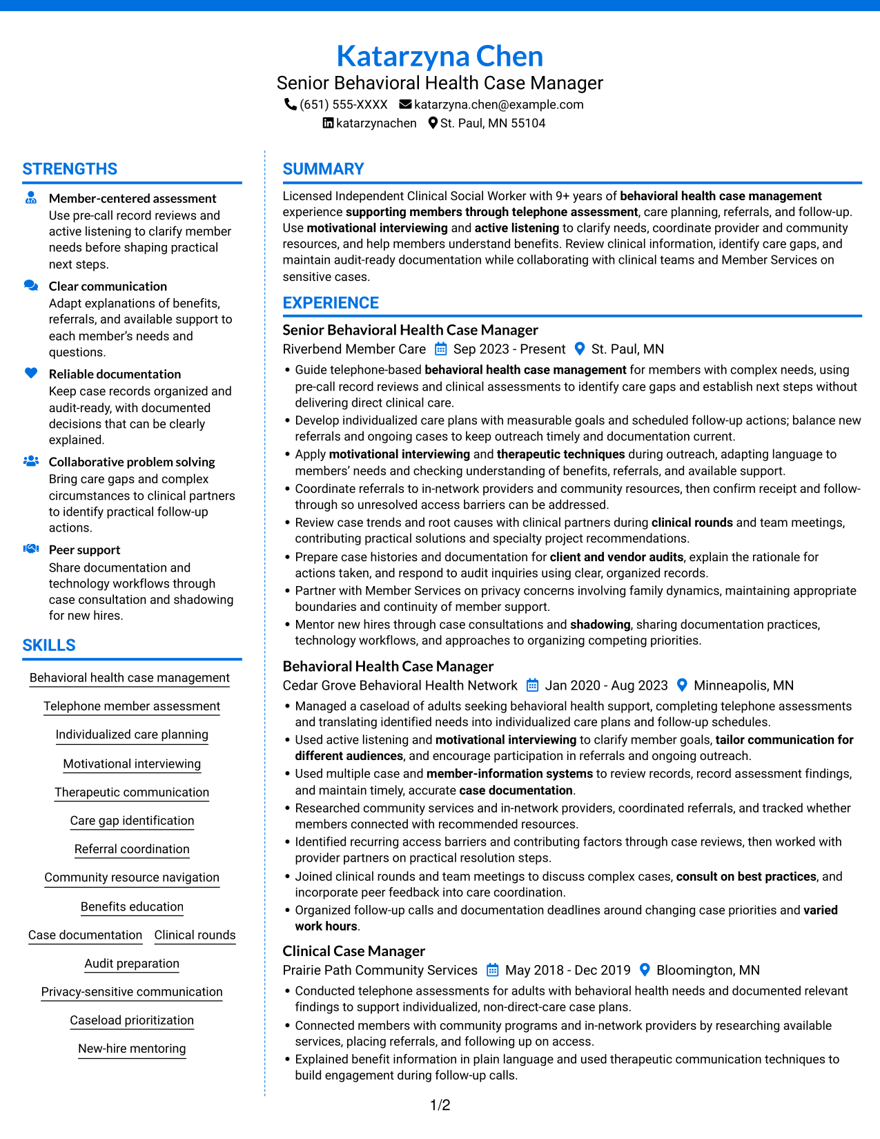 Resume example — page 1