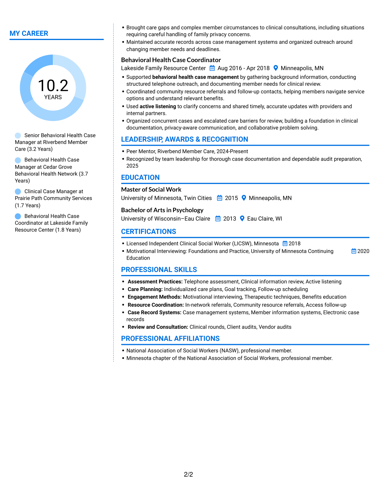 Resume example — page 2