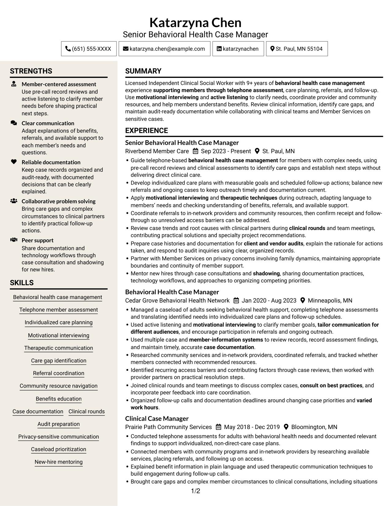 Resume example — page 1