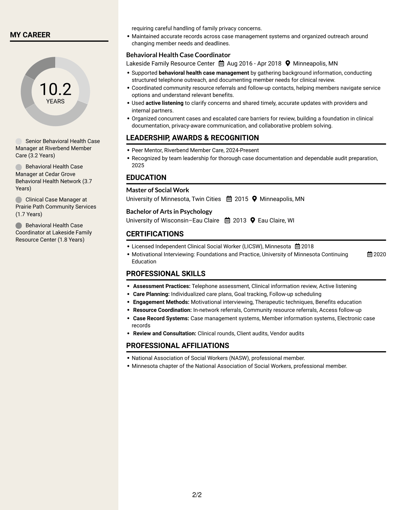 Resume example — page 2