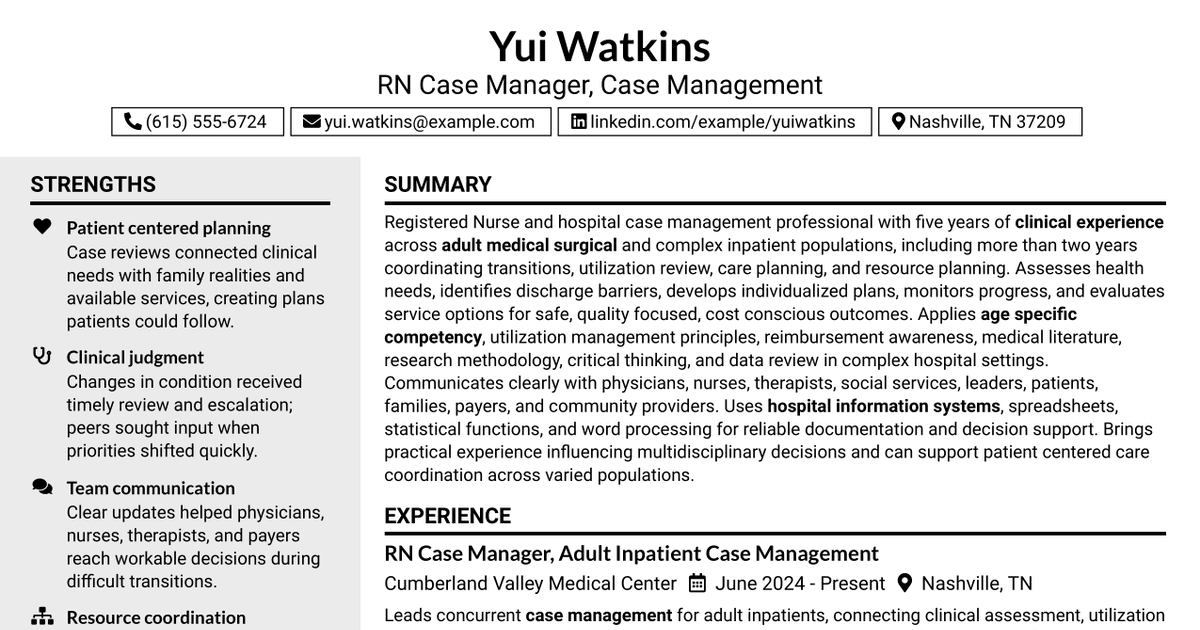 7 Case Manager RN, Case Management Resume Templates with Example