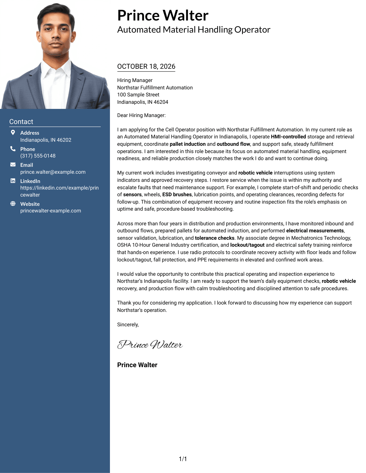 Cover letter example — page 1