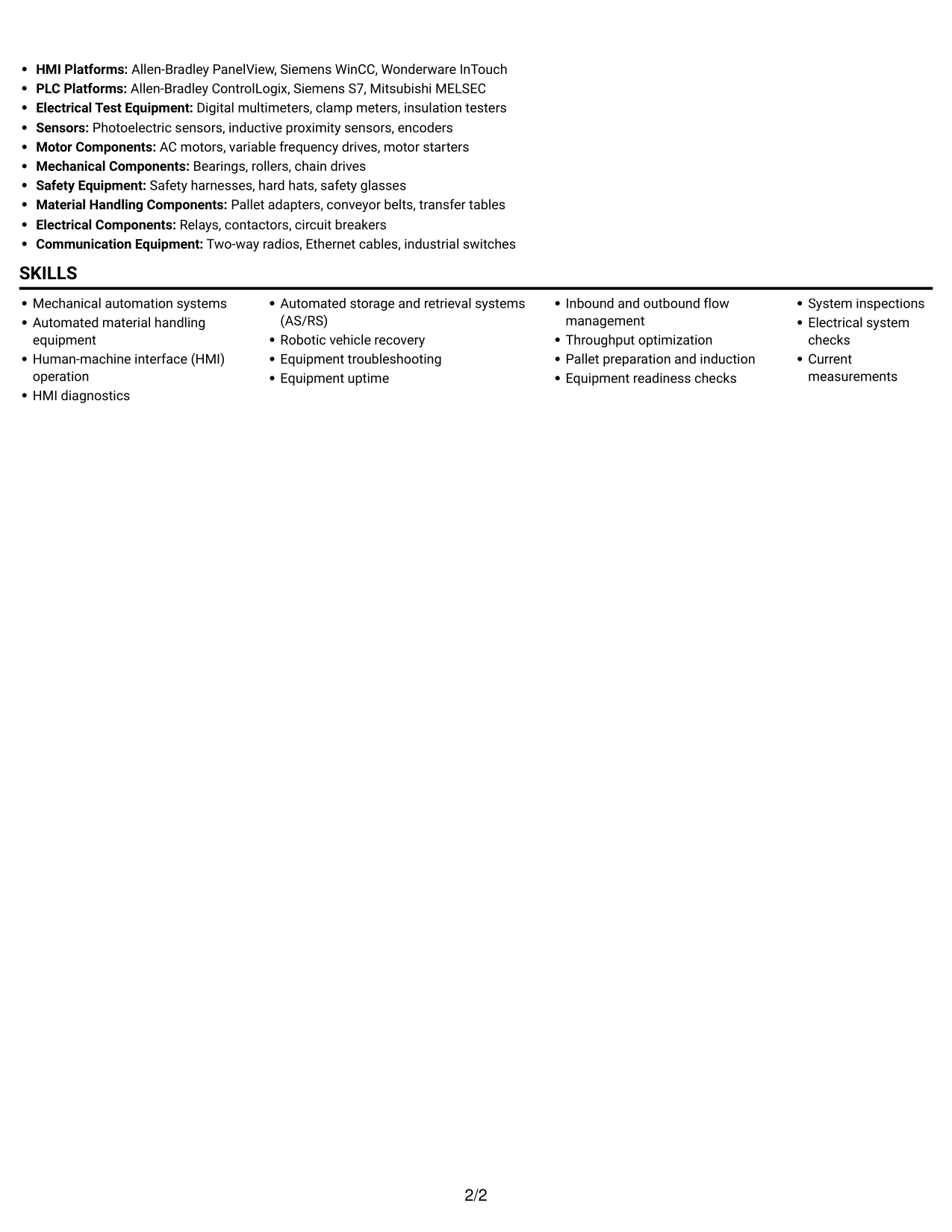 Resume example — page 2