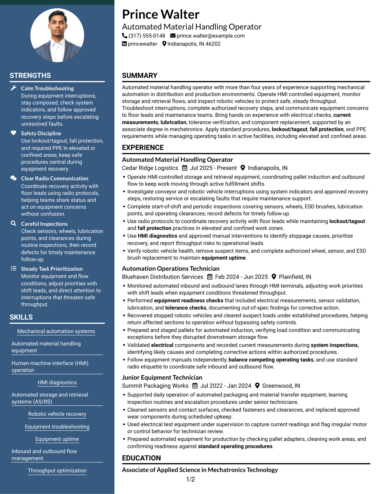 Resume example — page 1