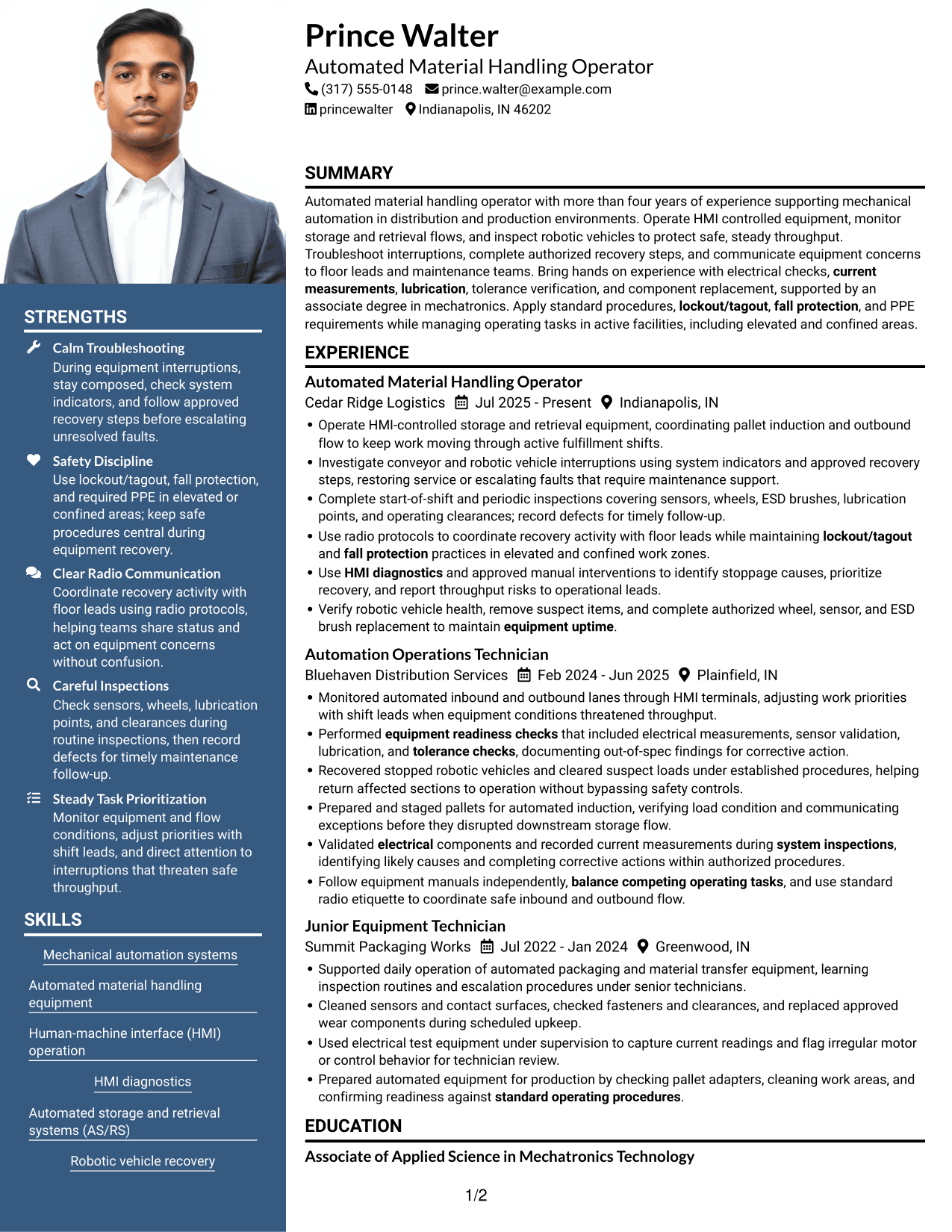 Resume example — page 1
