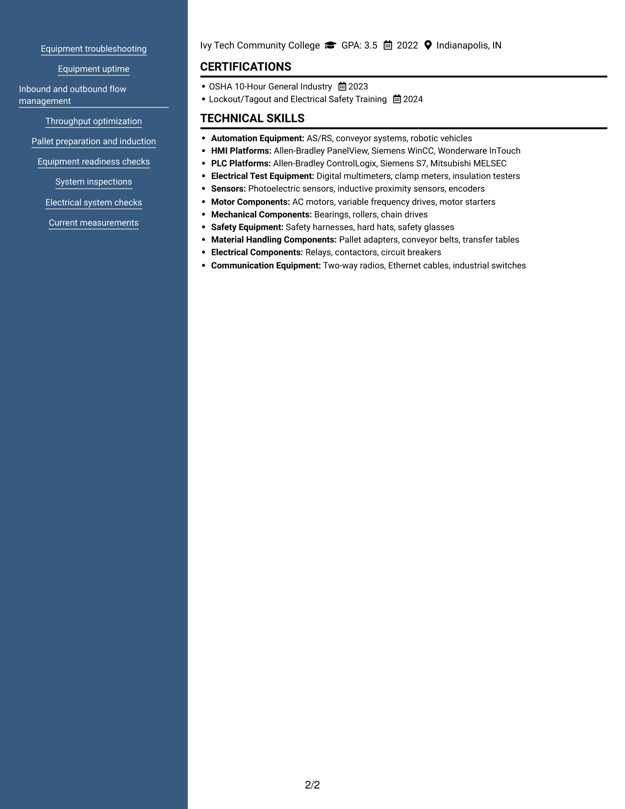 Resume example — page 2