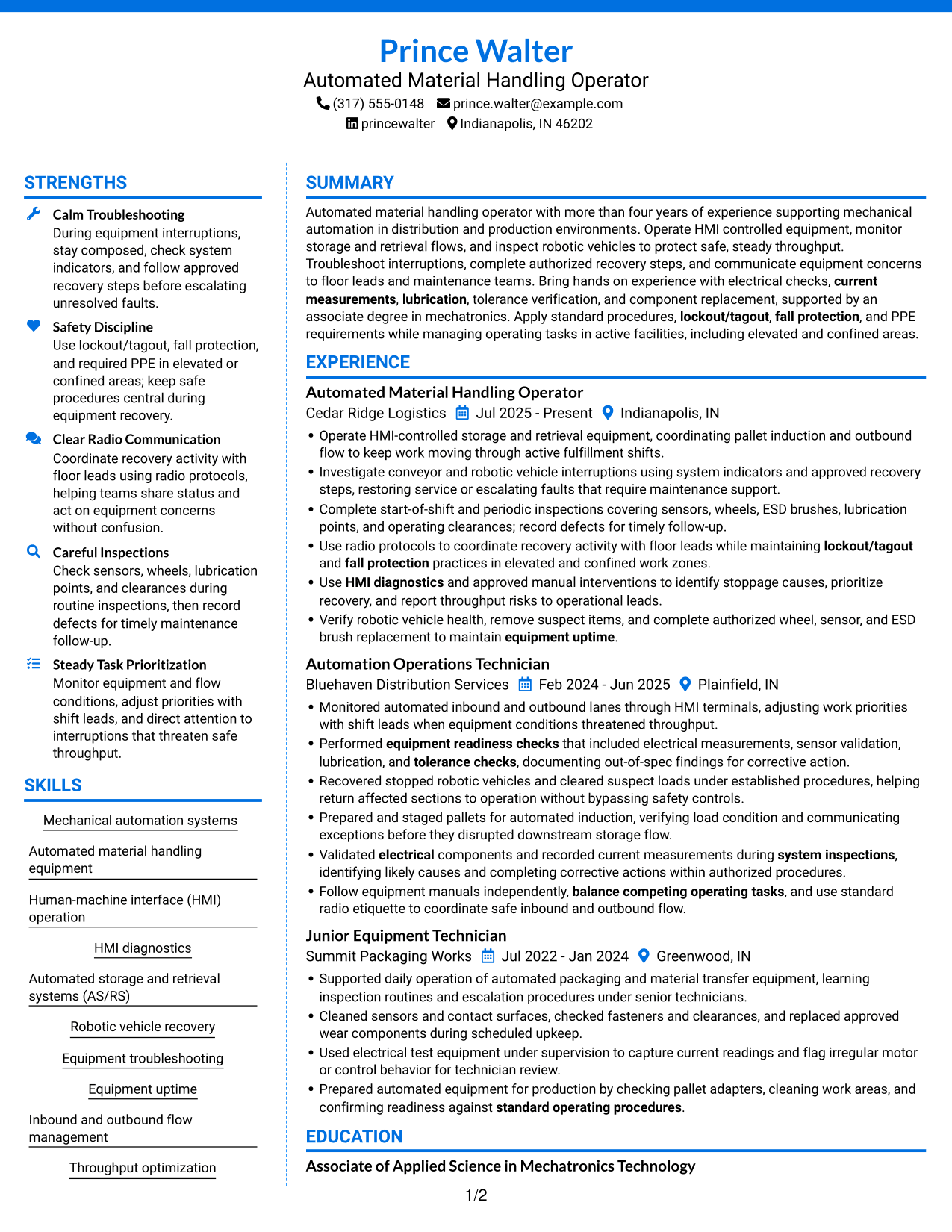 Resume example — page 1