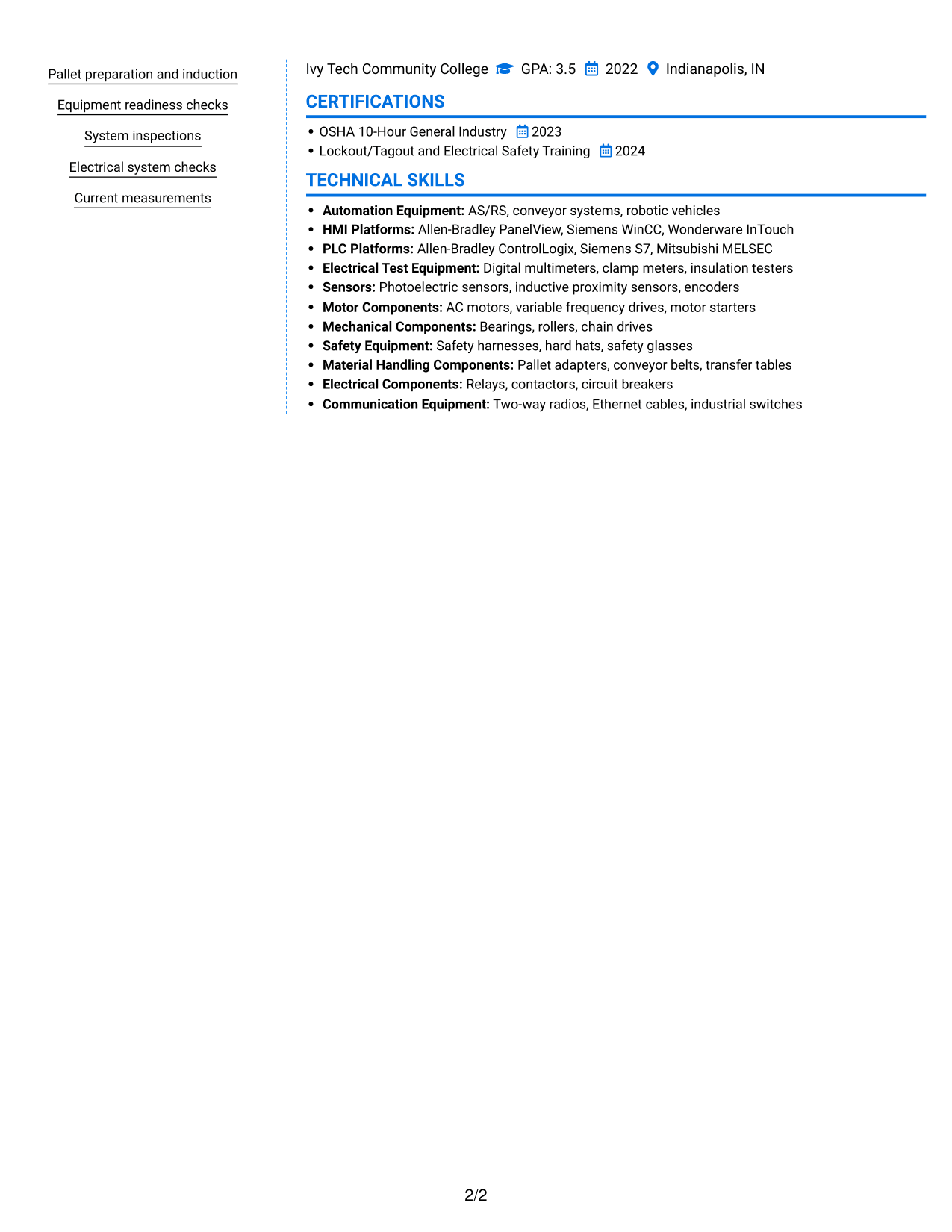 Resume example — page 2