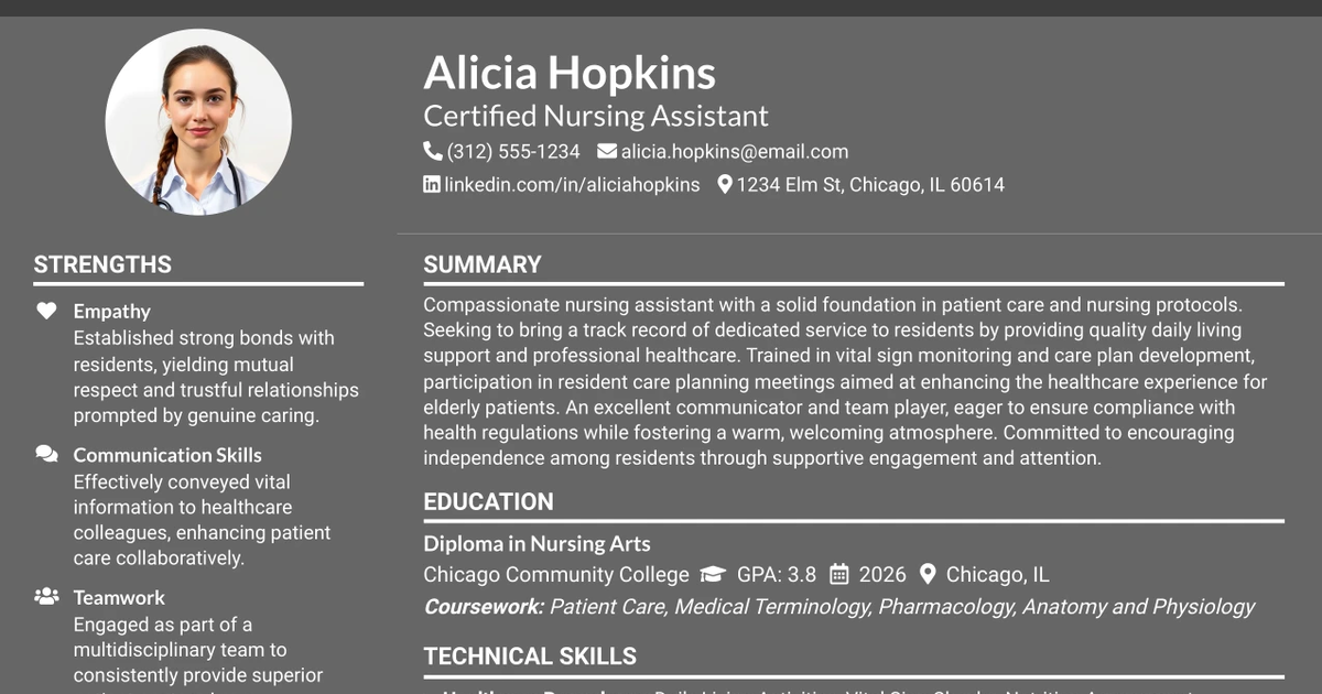 33 Certified Nursing Assistant (CNA) Resume Templates with Example 2026 (ATS-Optimized)