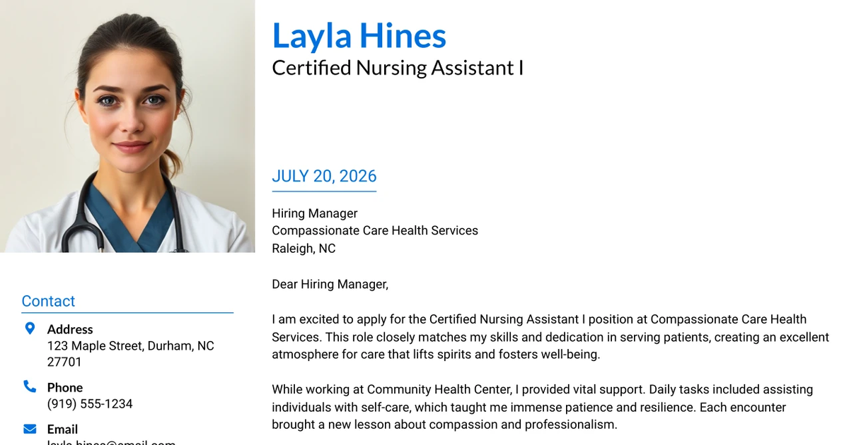 30+ Certified Nursing Assistant I Cover Letter Templates with Example 2026