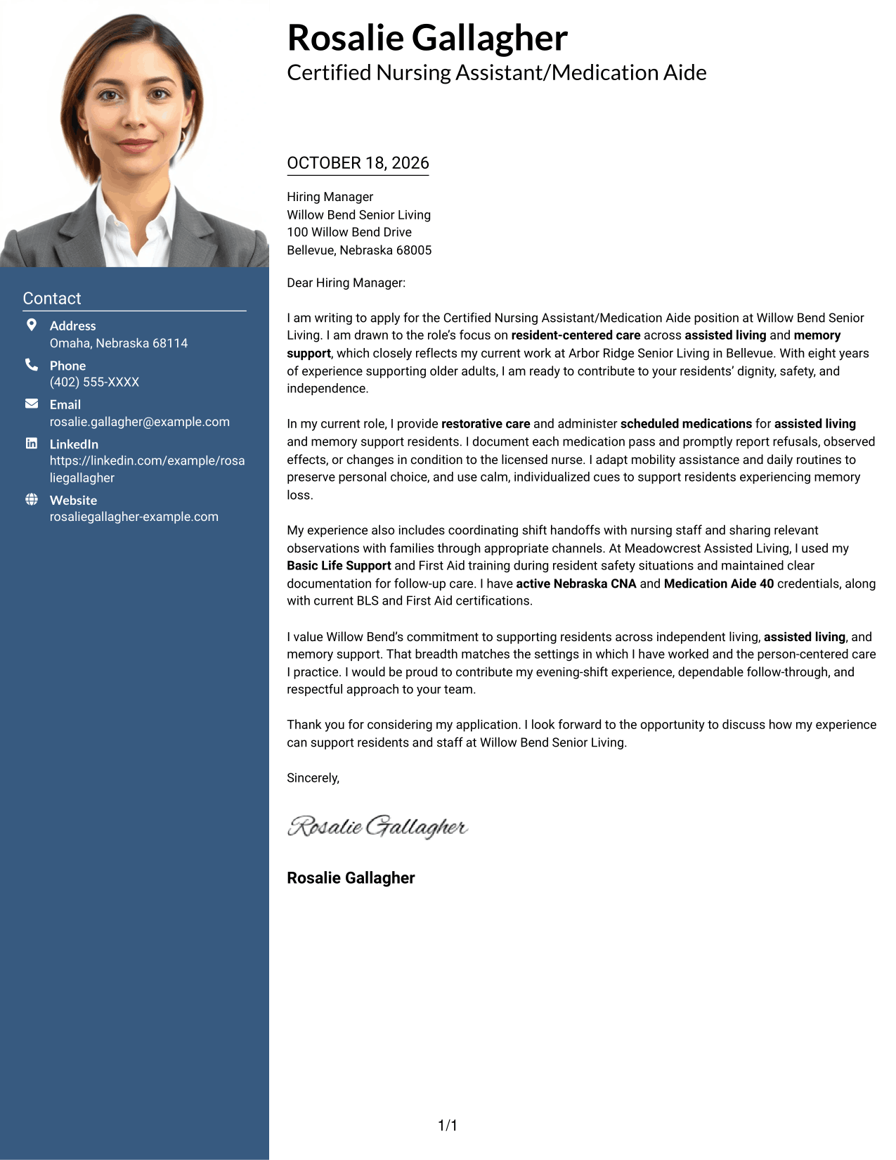 Cover letter example — page 1