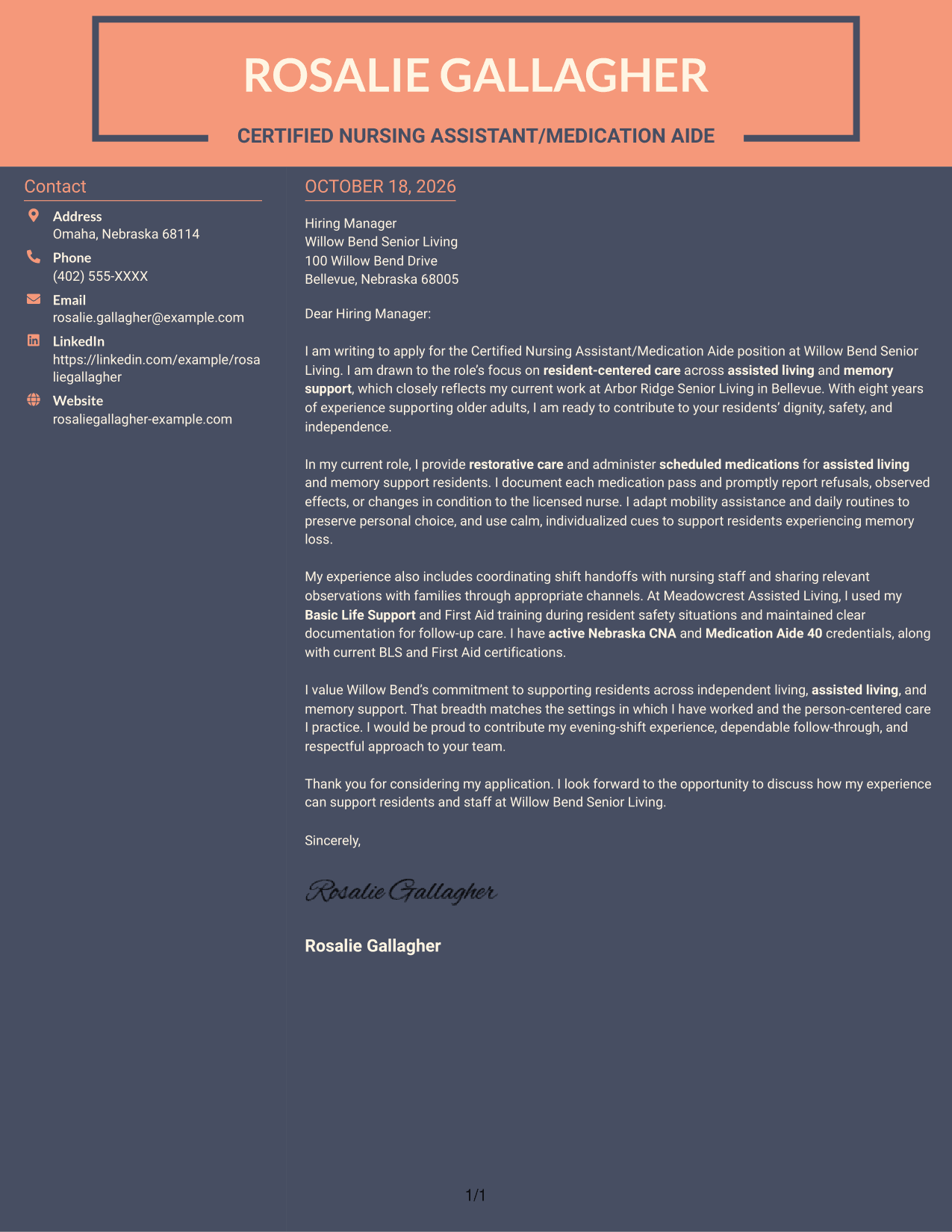 Cover letter example — page 1