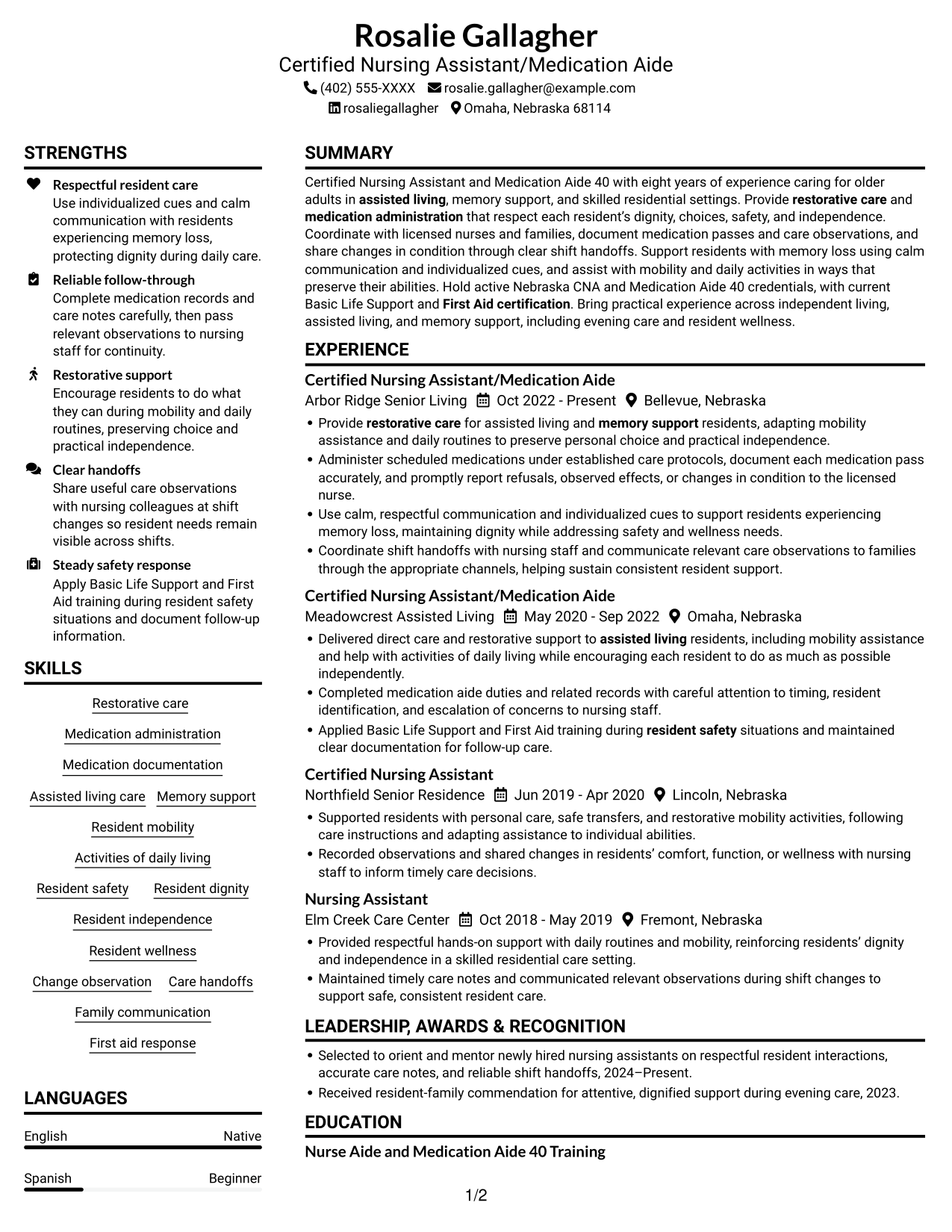 Resume example — page 1