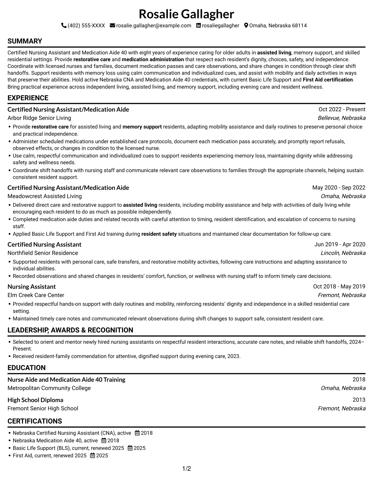 Resume example — page 1