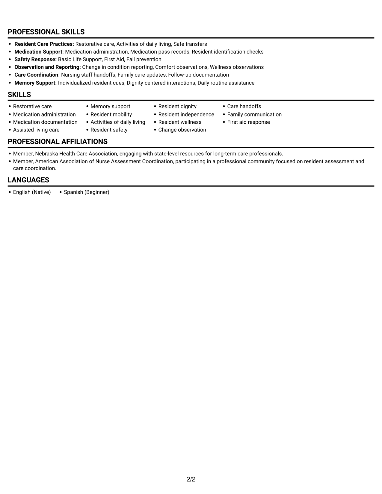 Resume example — page 2
