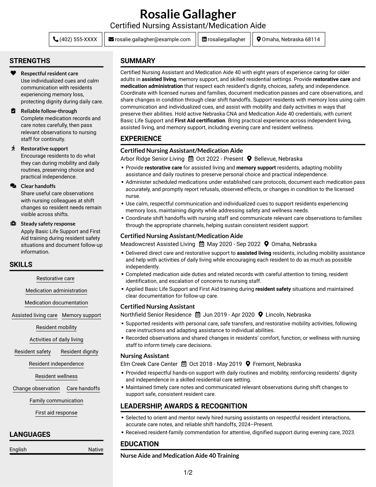 Resume example — page 1