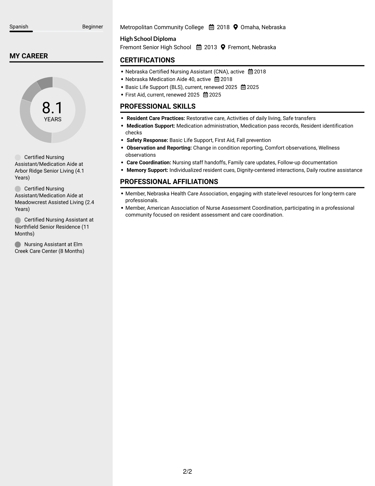 Resume example — page 2
