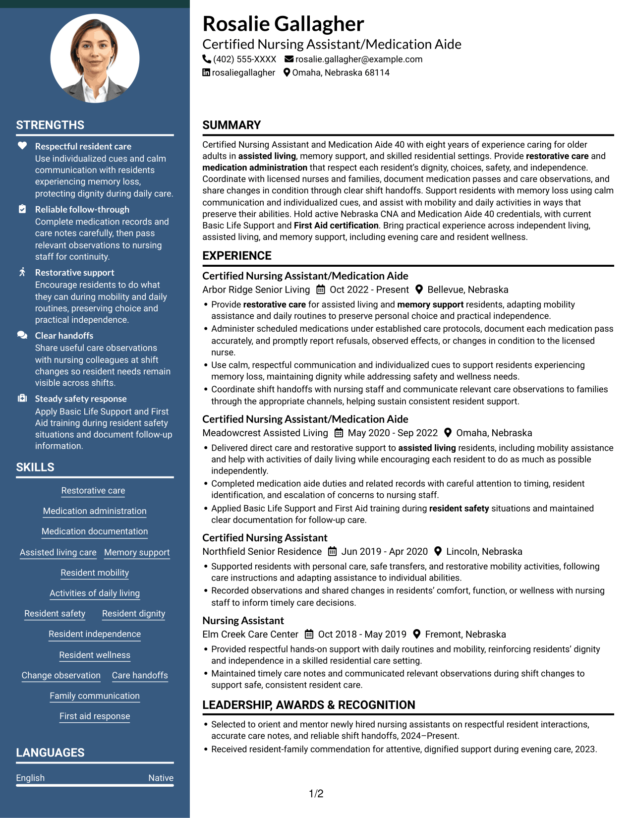 Resume example — page 1
