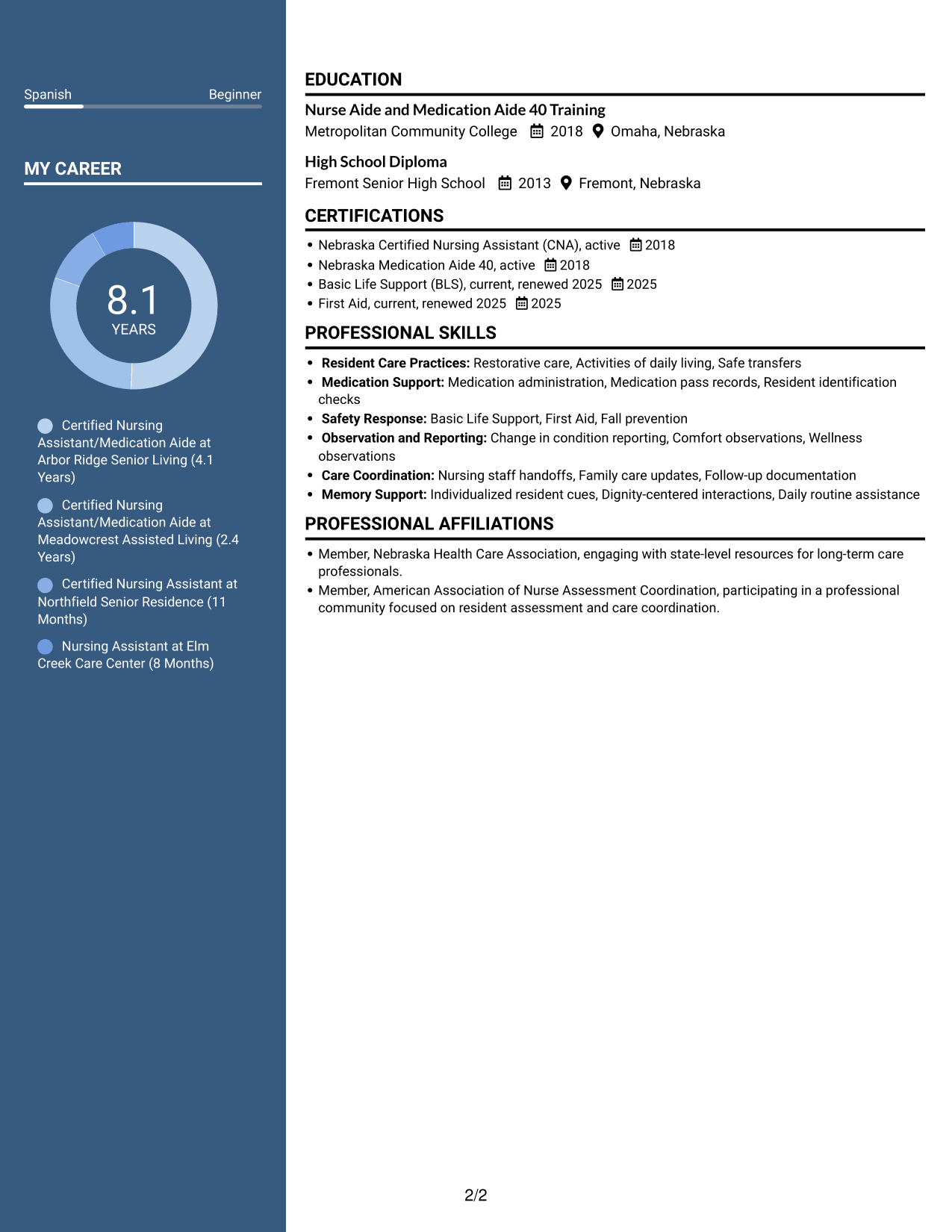 Resume example — page 2