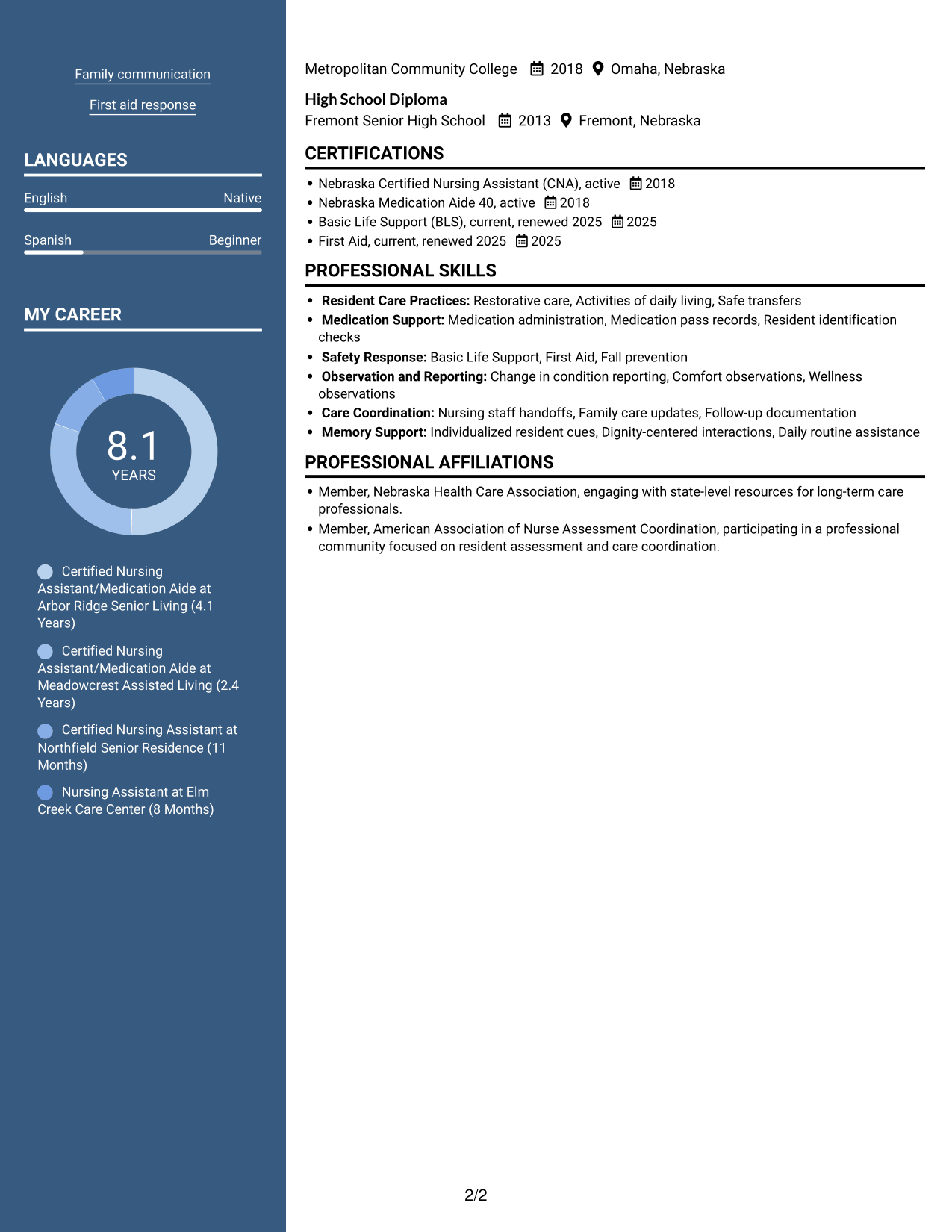 Resume example — page 2