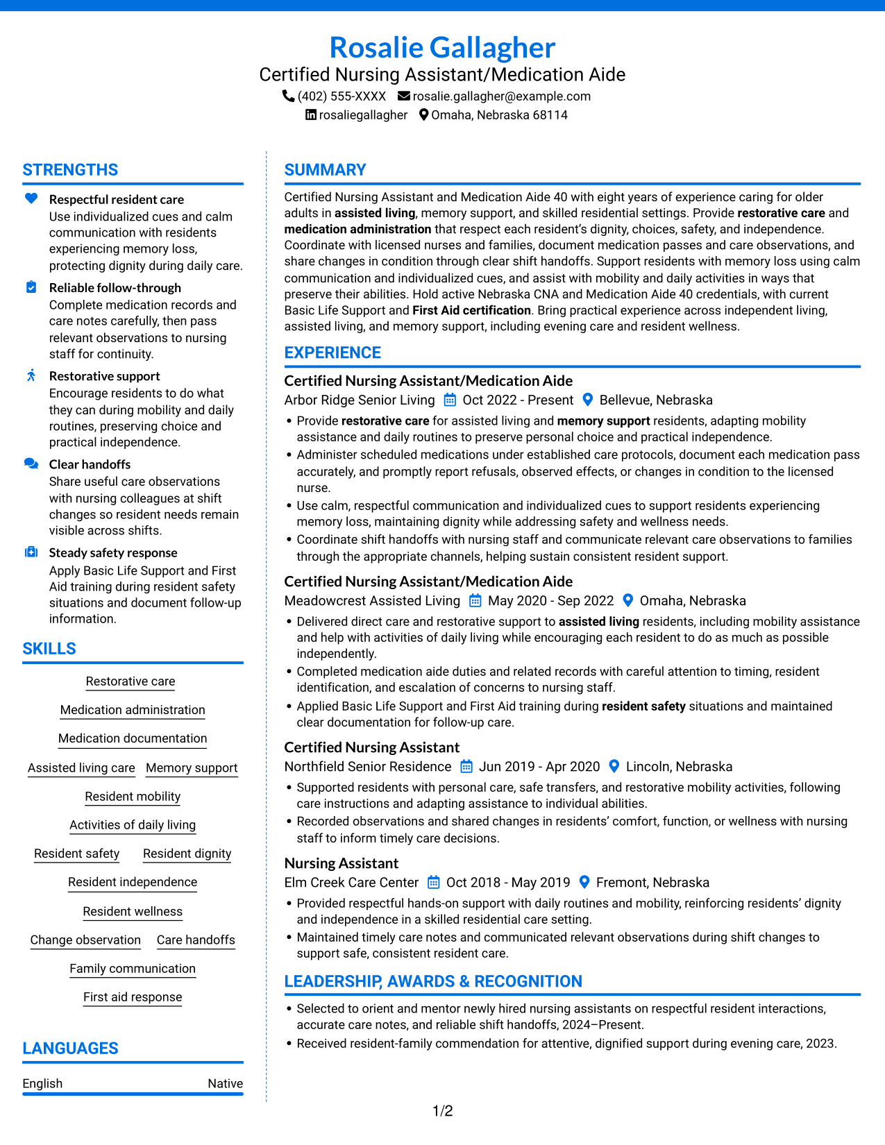 Resume example — page 1