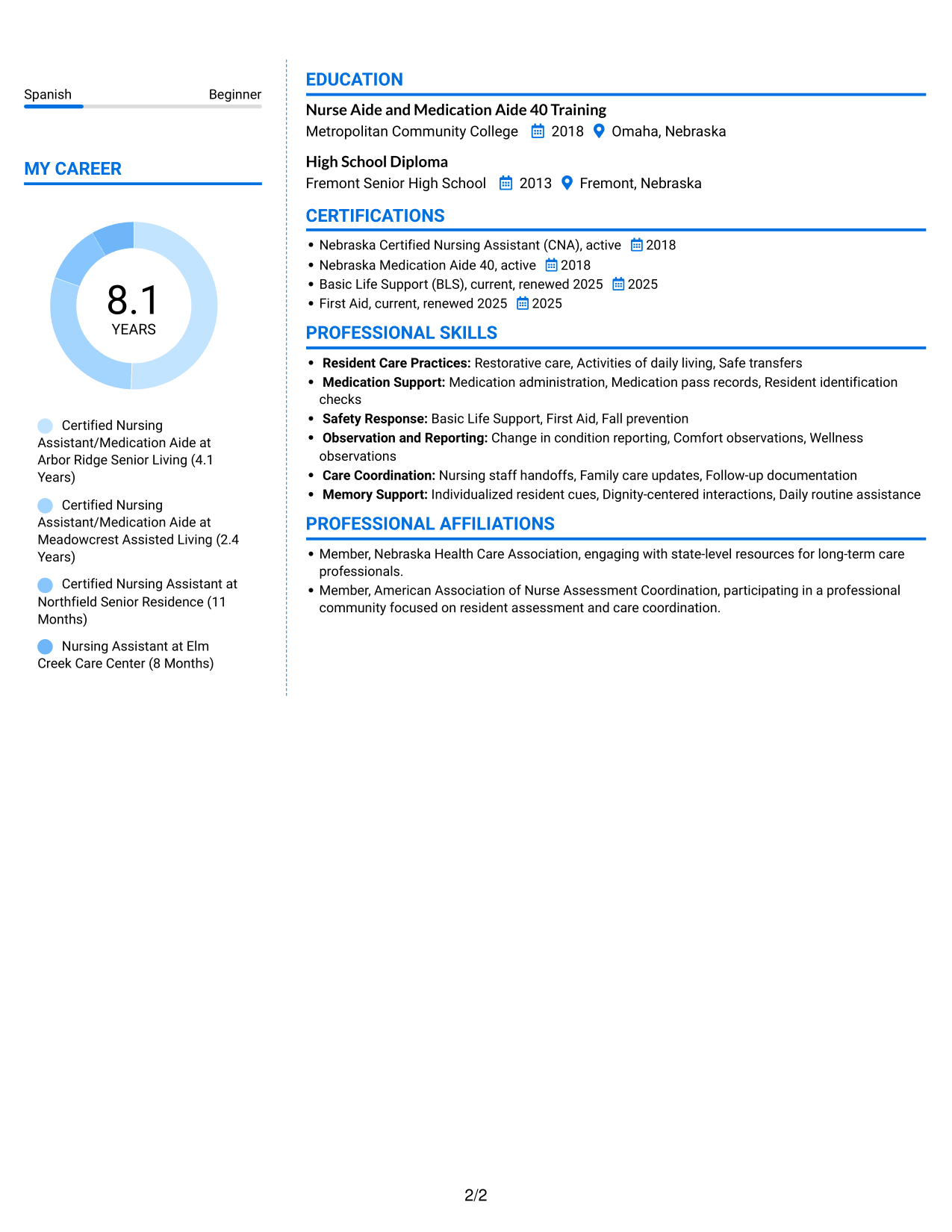 Resume example — page 2