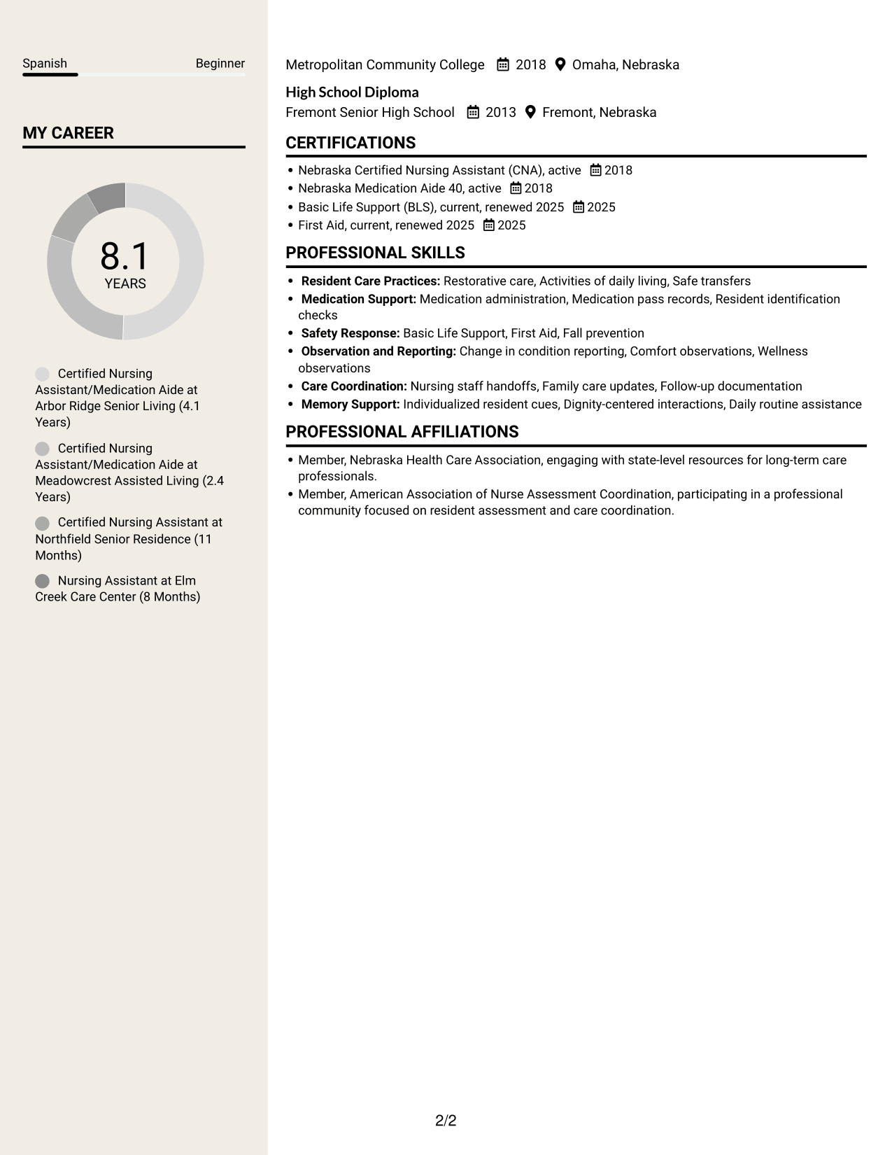 Resume example — page 2