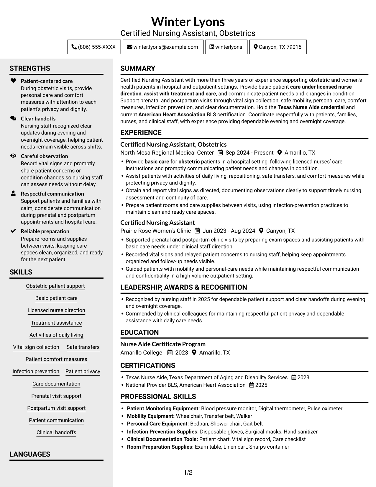 Resume example — page 1