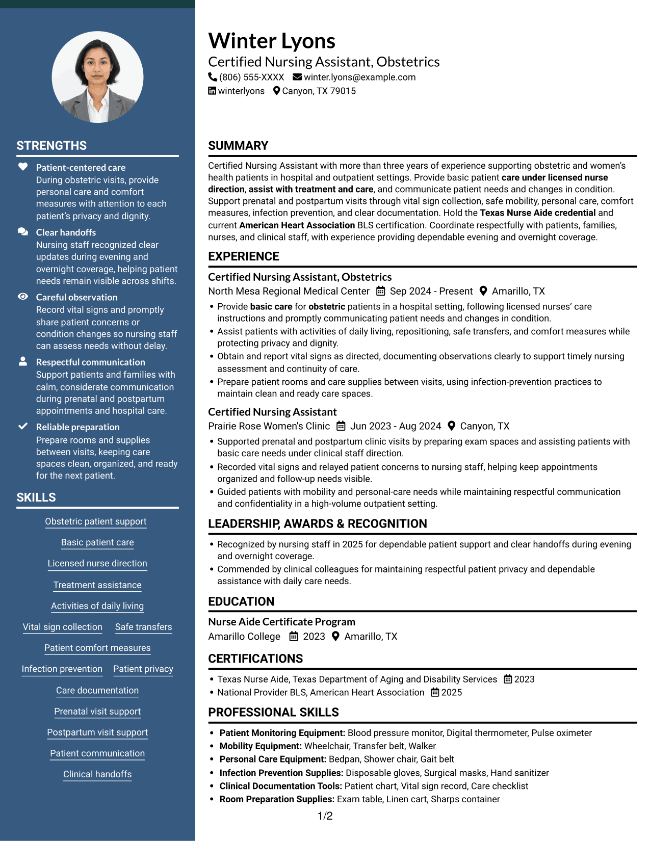 Resume example — page 1