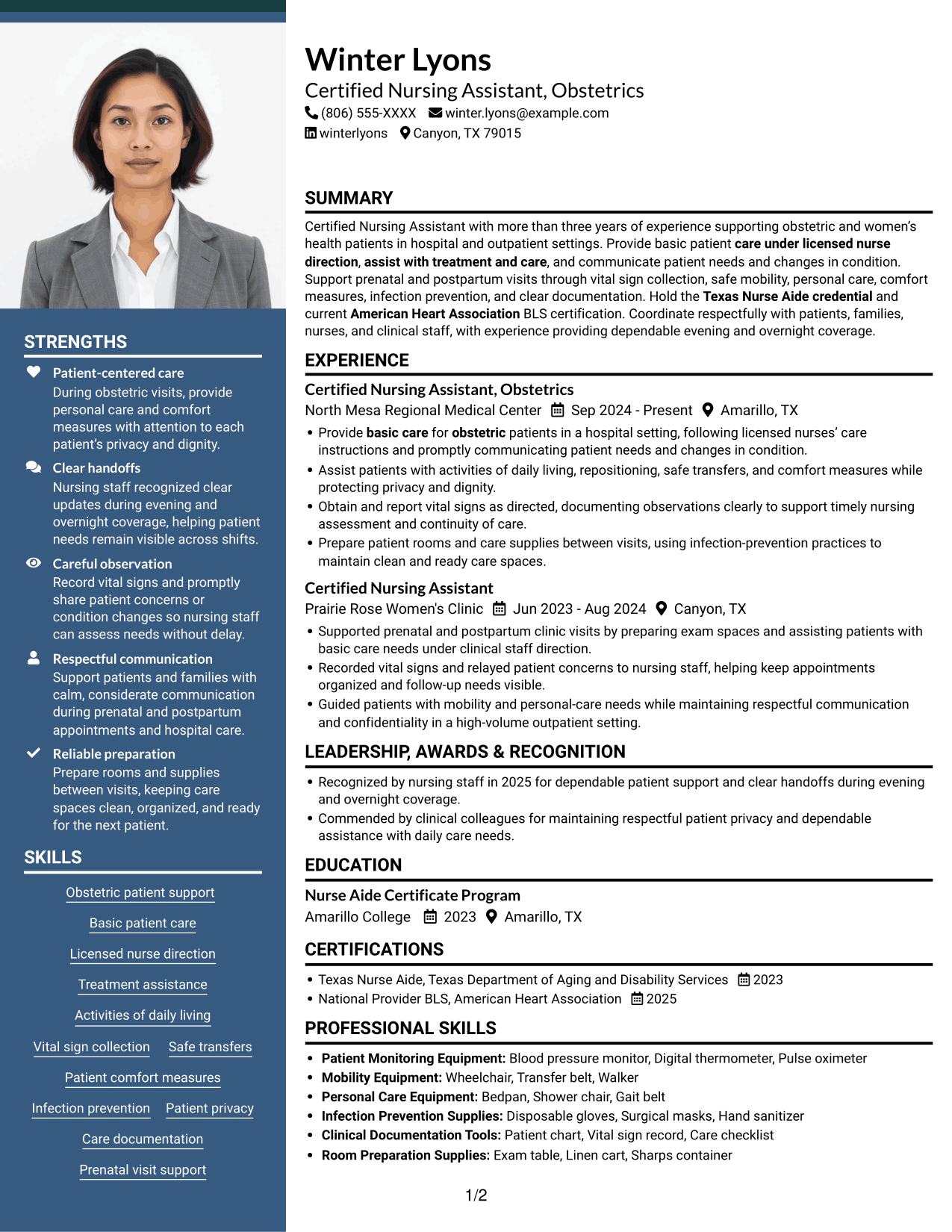 Resume example — page 1