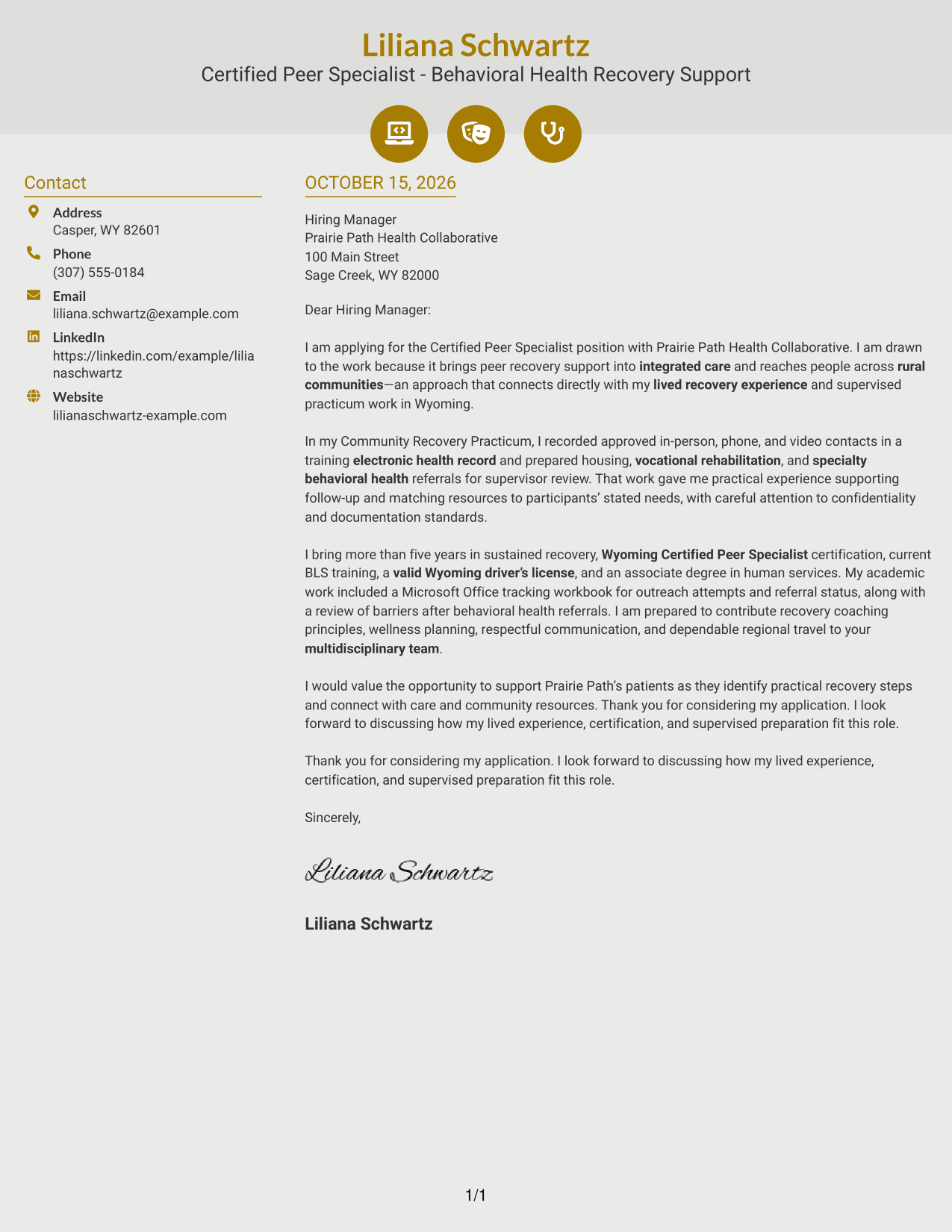 Cover letter example — page 1