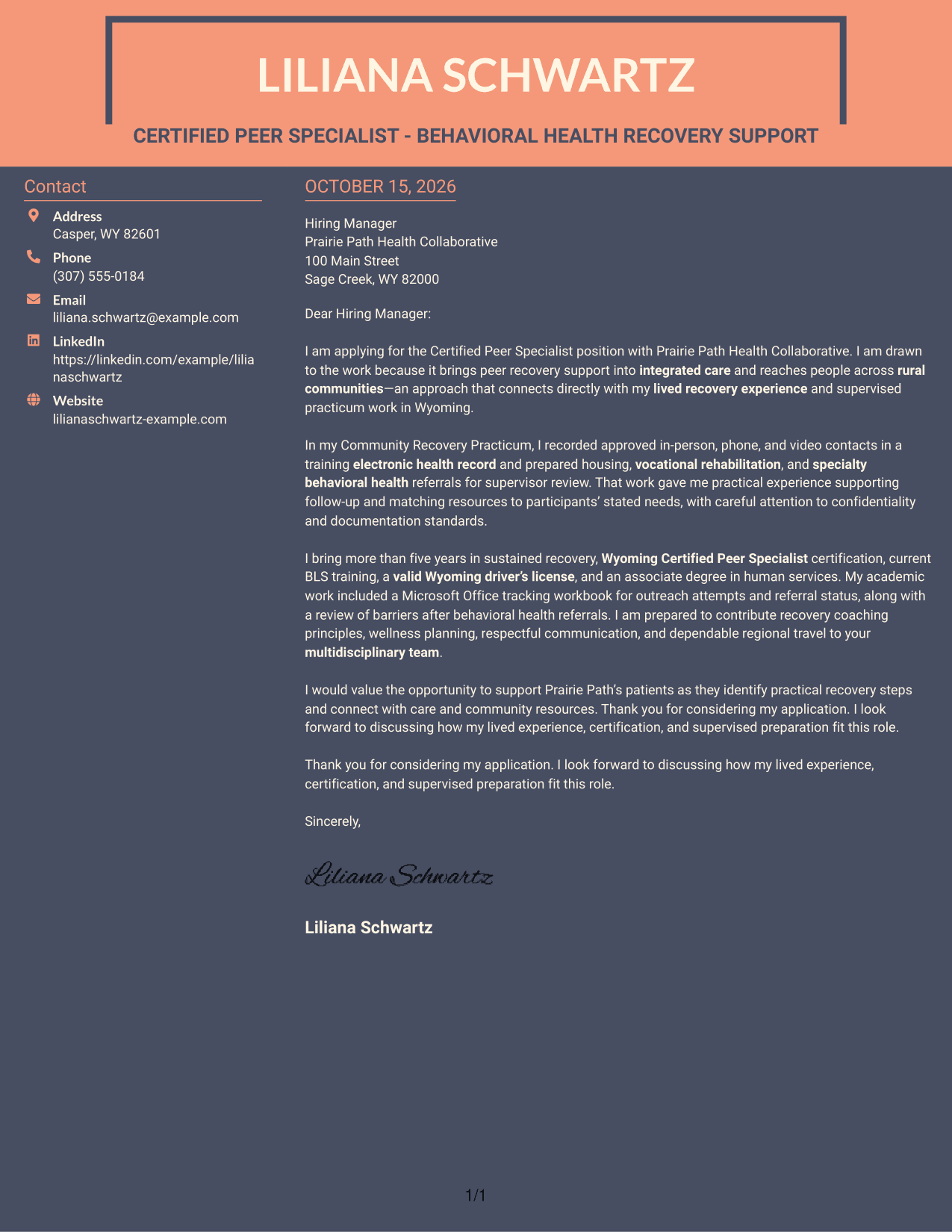 Cover letter example — page 1