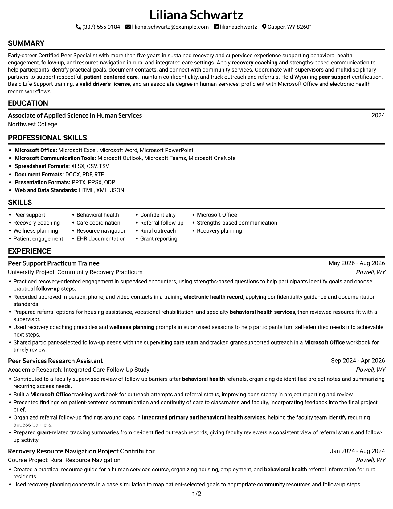 Resume example — page 1